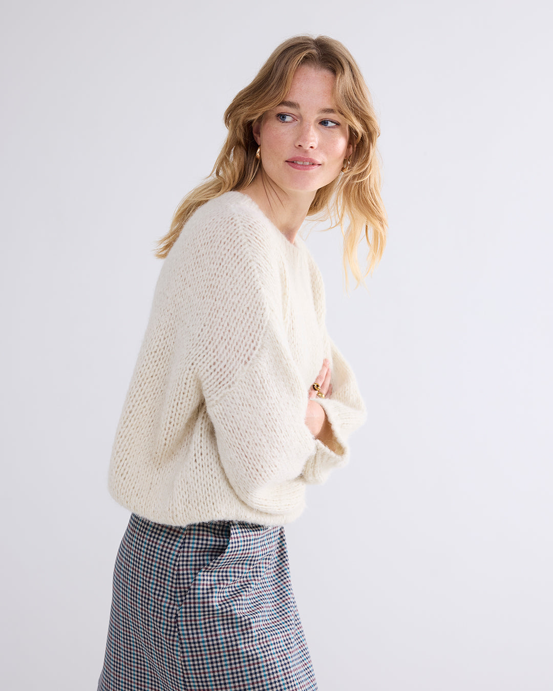 Alpaca Knit Sweater in Ivory