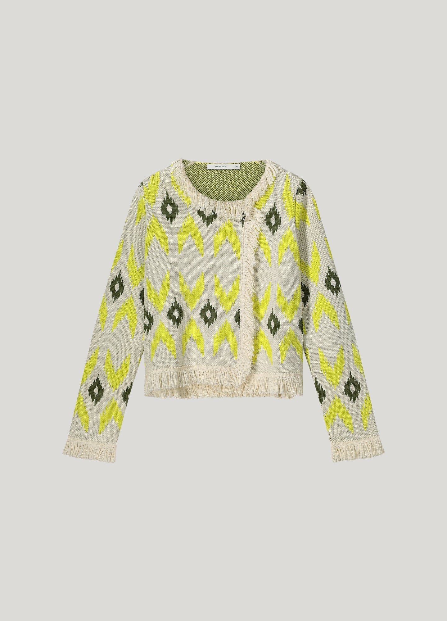 Ikat Knitted Jacquard Jacket in Mimosa Yellow