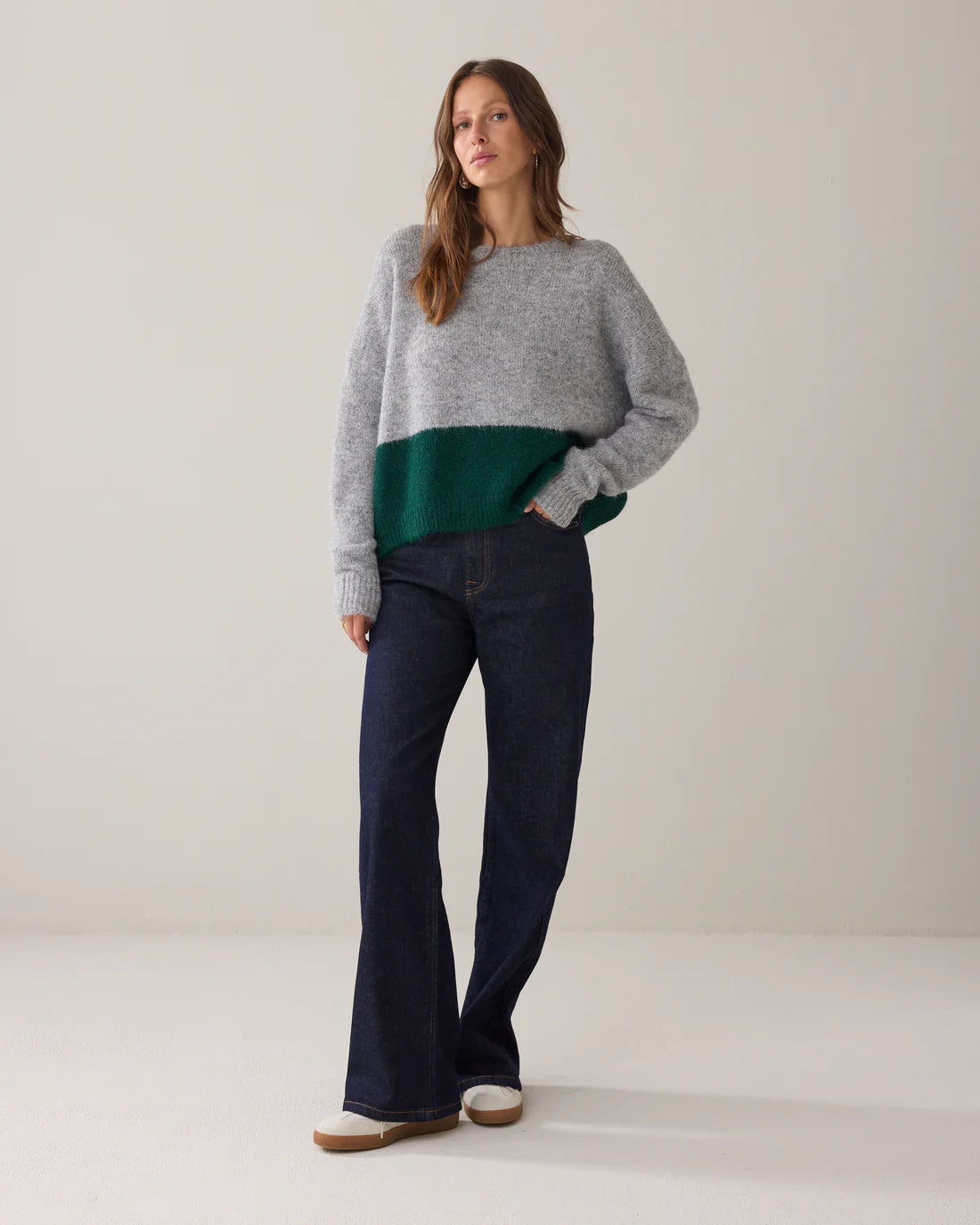 Duotone Boyfriend Jumper in Mid Grey