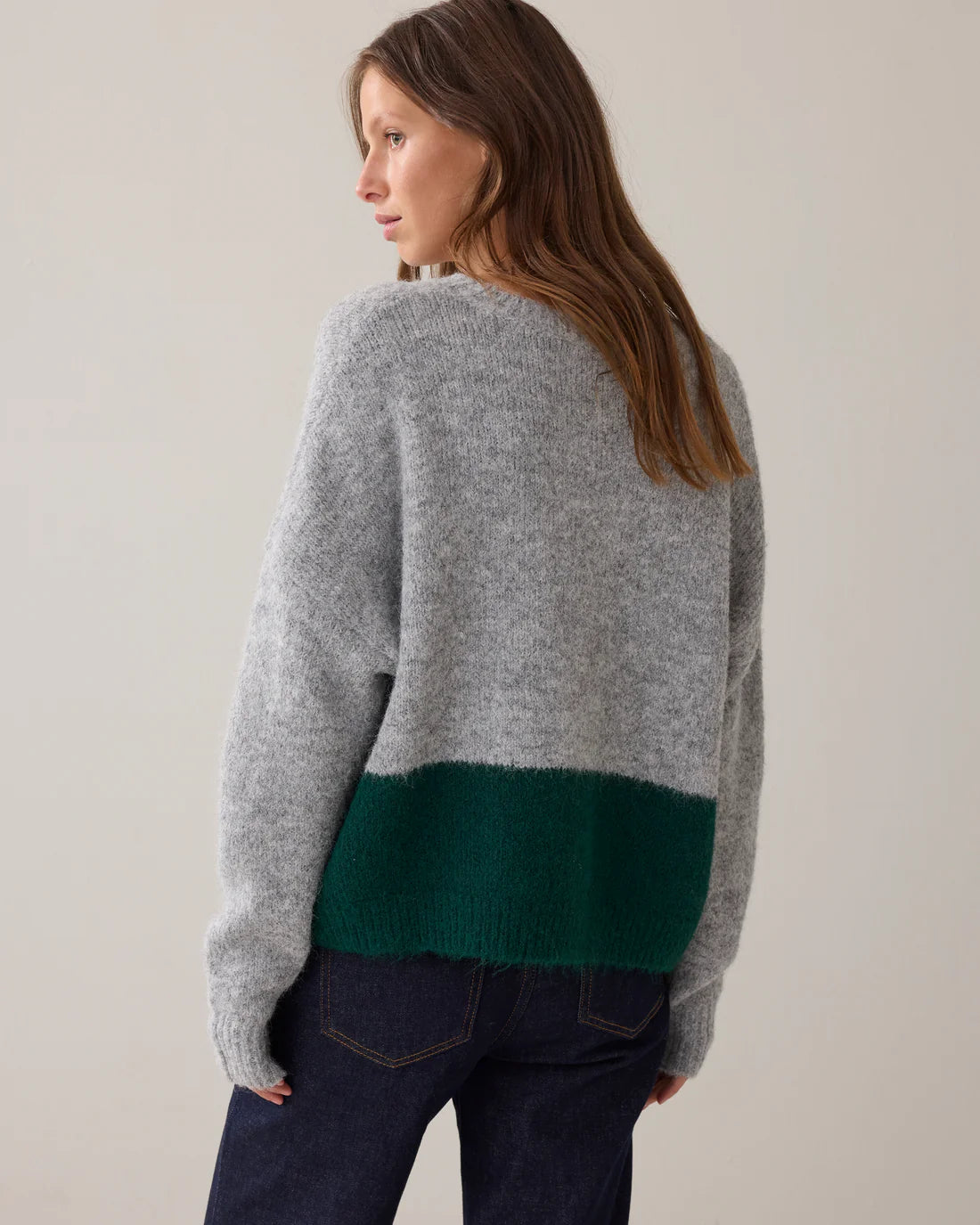 Duotone Boyfriend Jumper in Mid Grey