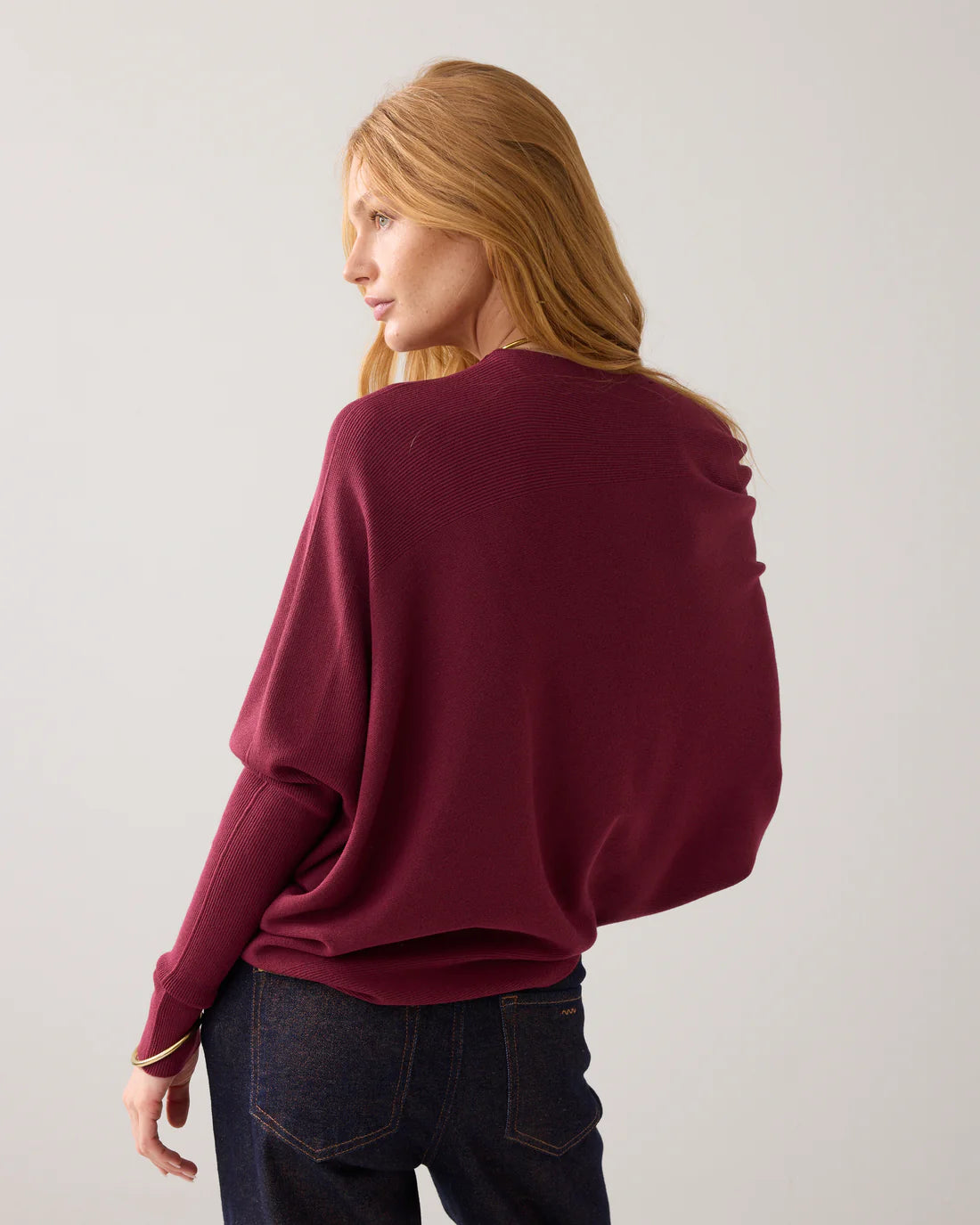 Viscose Blend Knit Sweater in Merlot