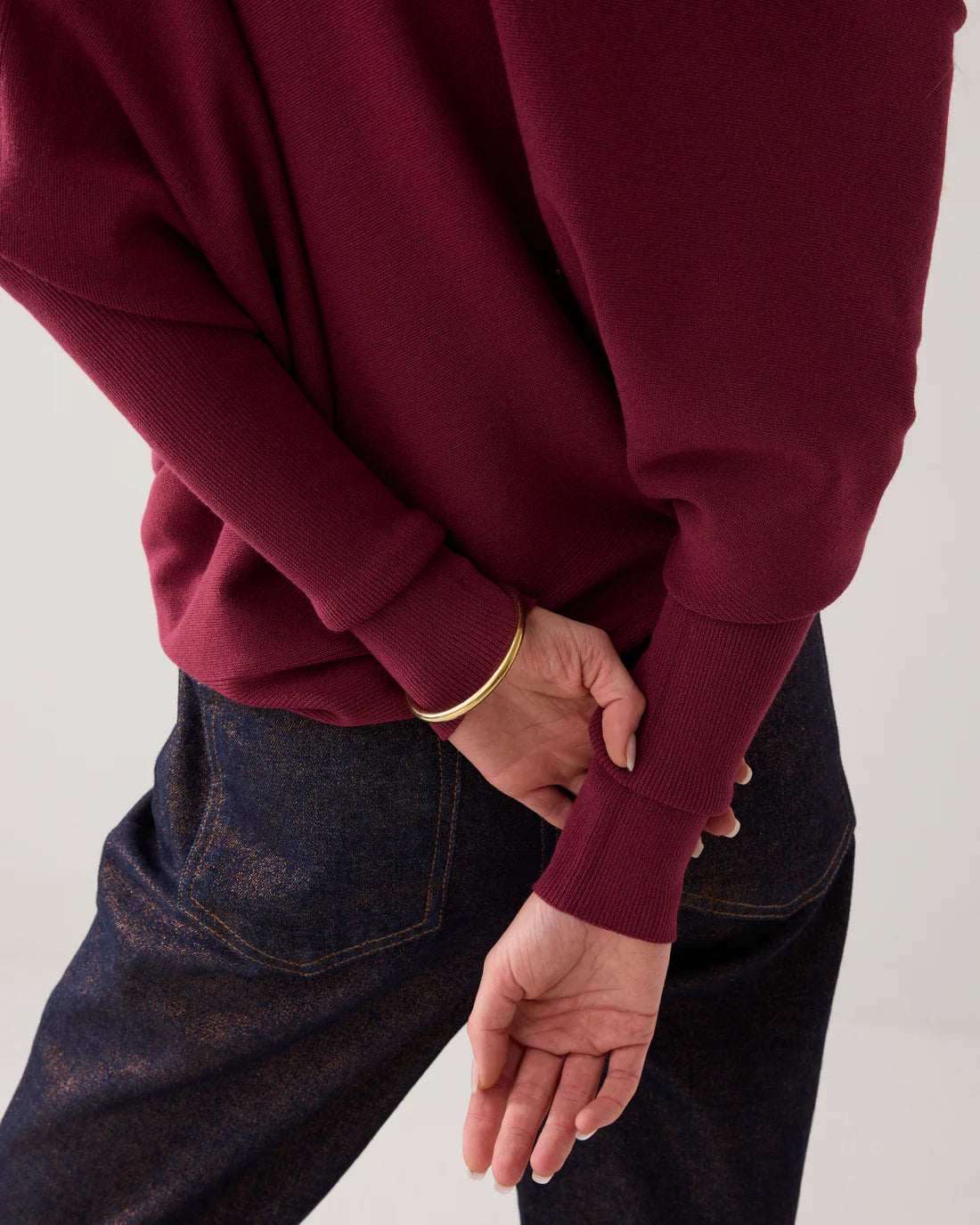 Viscose Blend Knit Sweater in Merlot