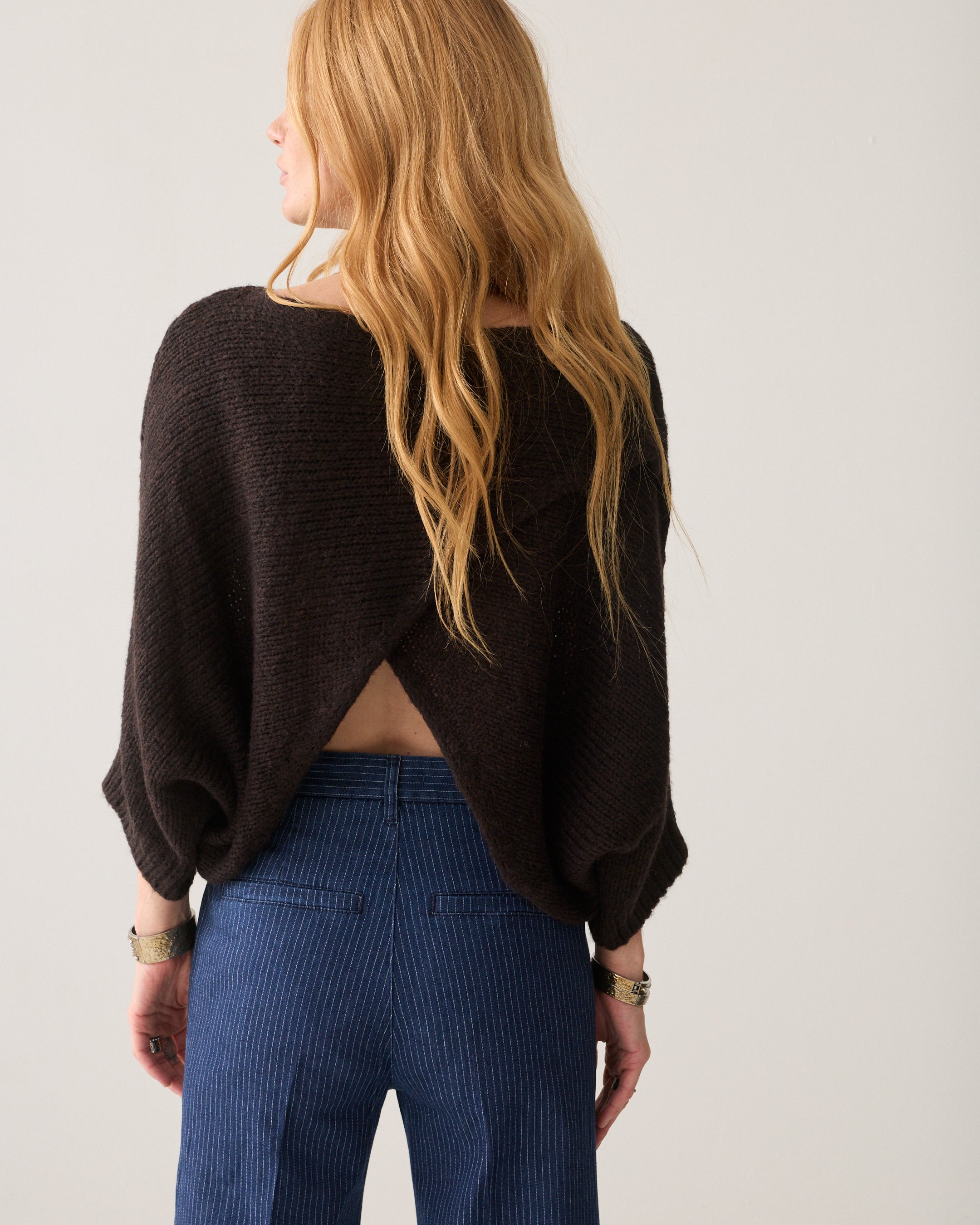 Wrap Sweater Super Soft Knit in Dark chocolate