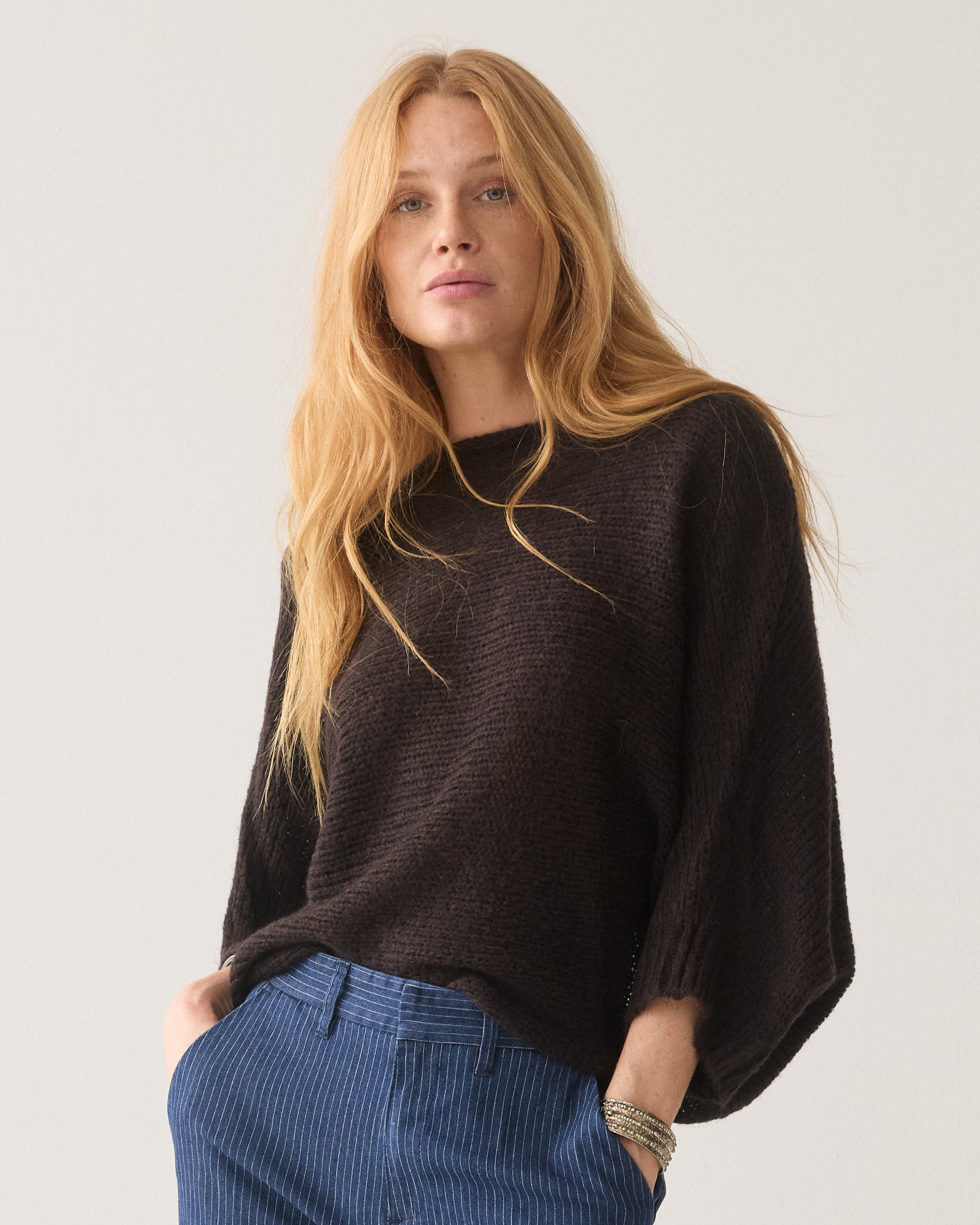 Wrap Sweater Super Soft Knit in Dark chocolate