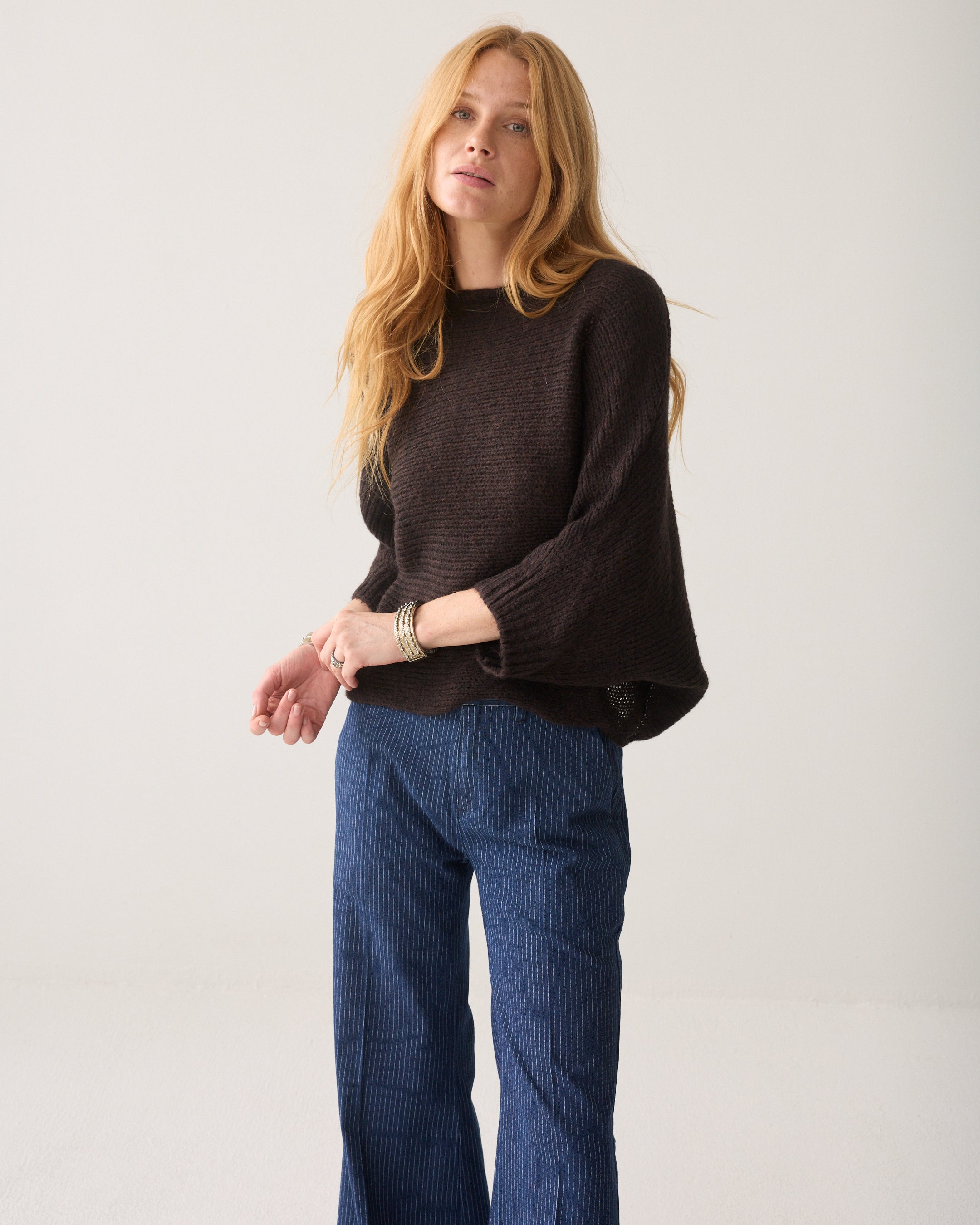 Wrap Sweater Super Soft Knit in Dark chocolate
