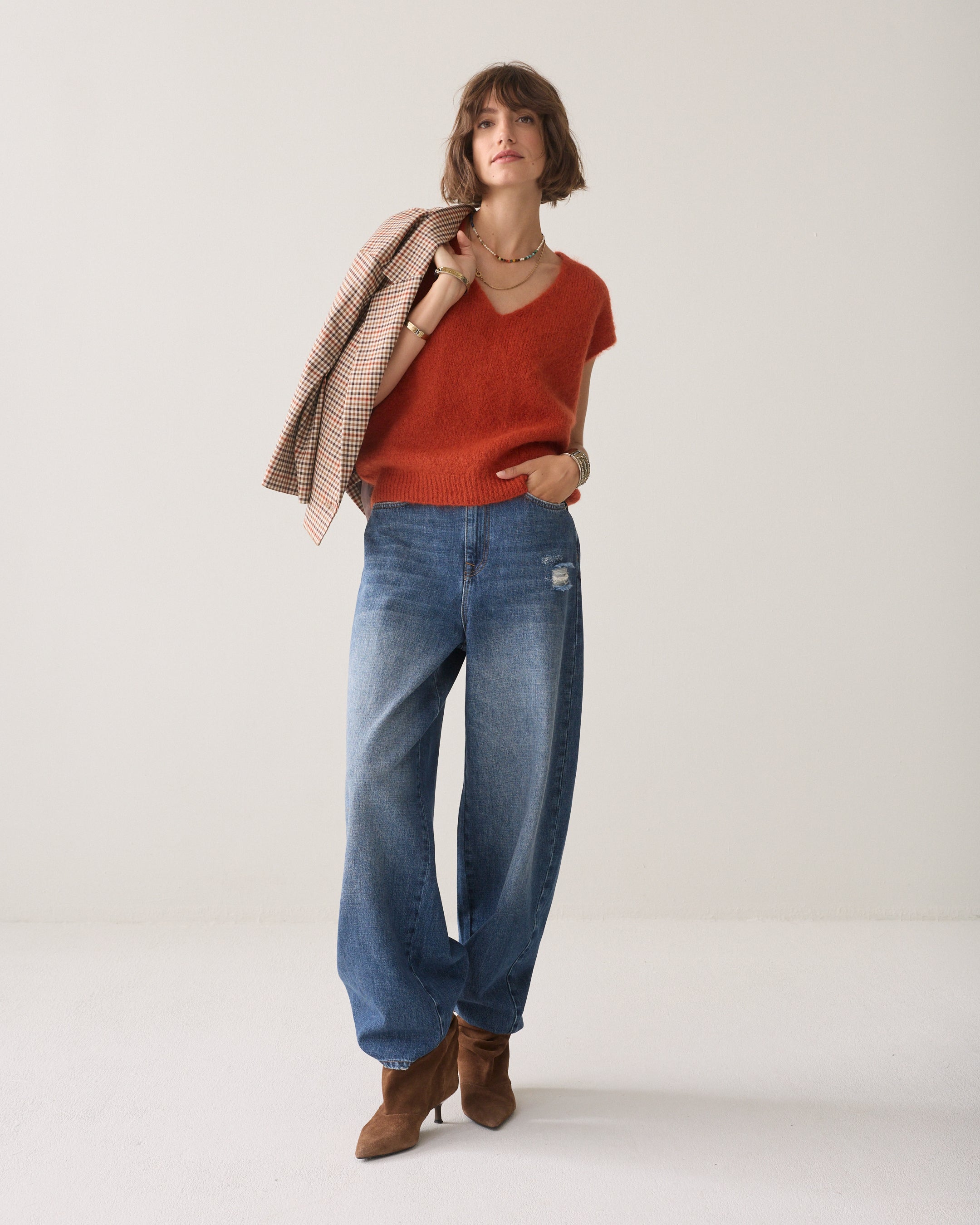 Spencer Mohair Wool Blend Knit in Goji berry