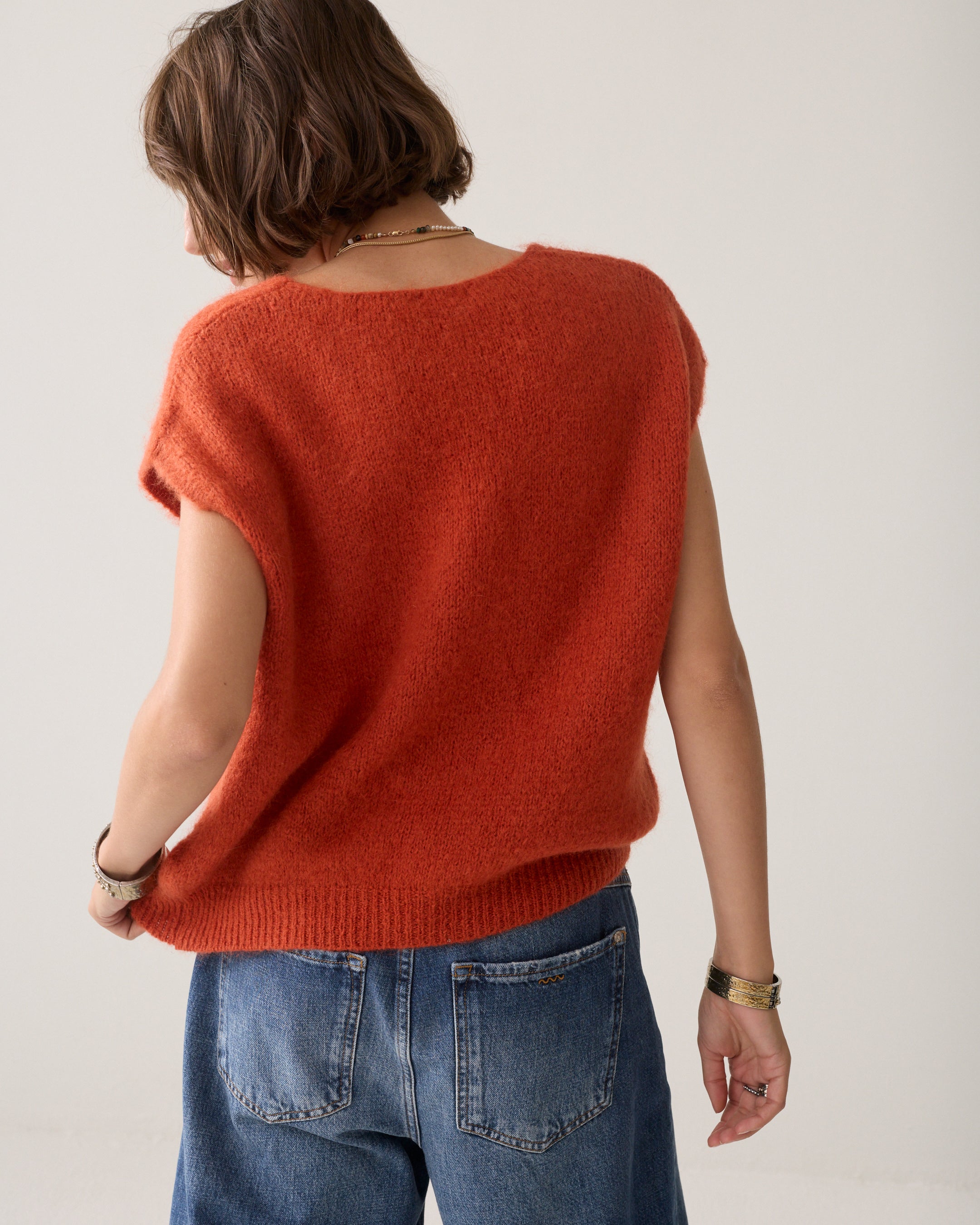 Spencer Mohair Wool Blend Knit in Goji berry