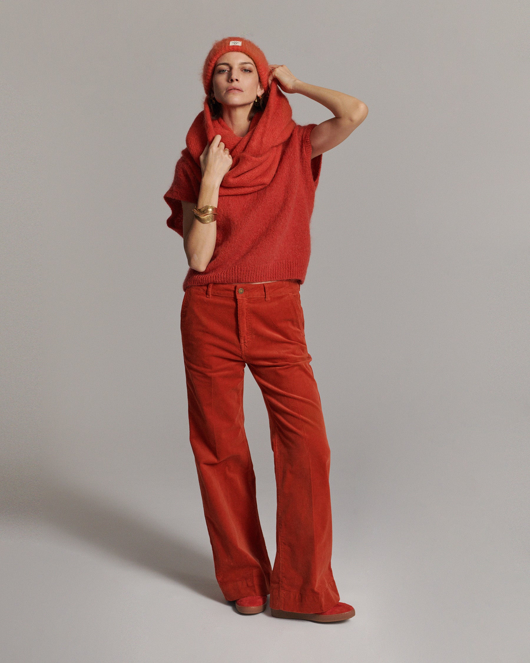 Spencer Mohair Wool Blend Knit in Goji berry