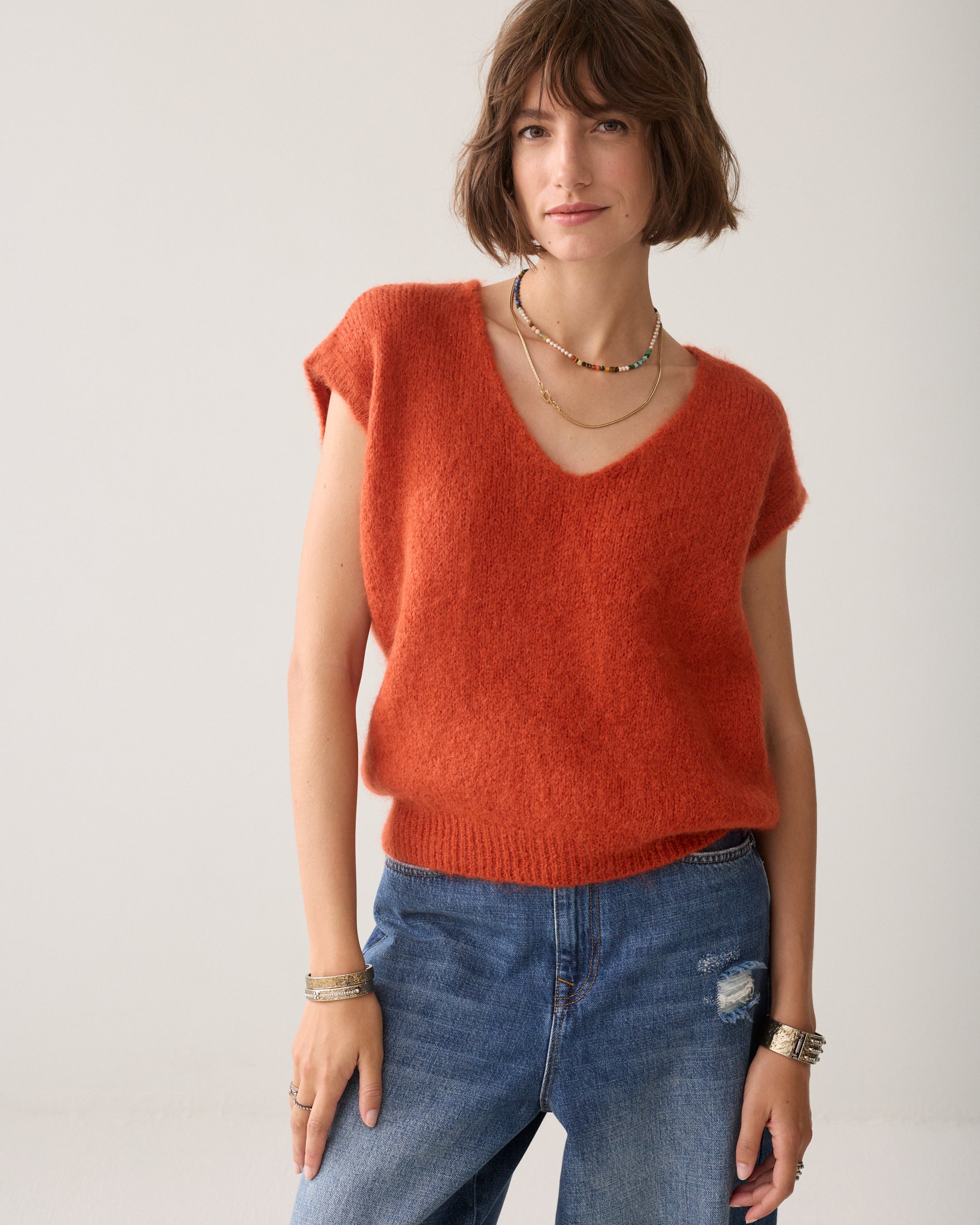 Spencer Mohair Wool Blend Knit in Goji berry