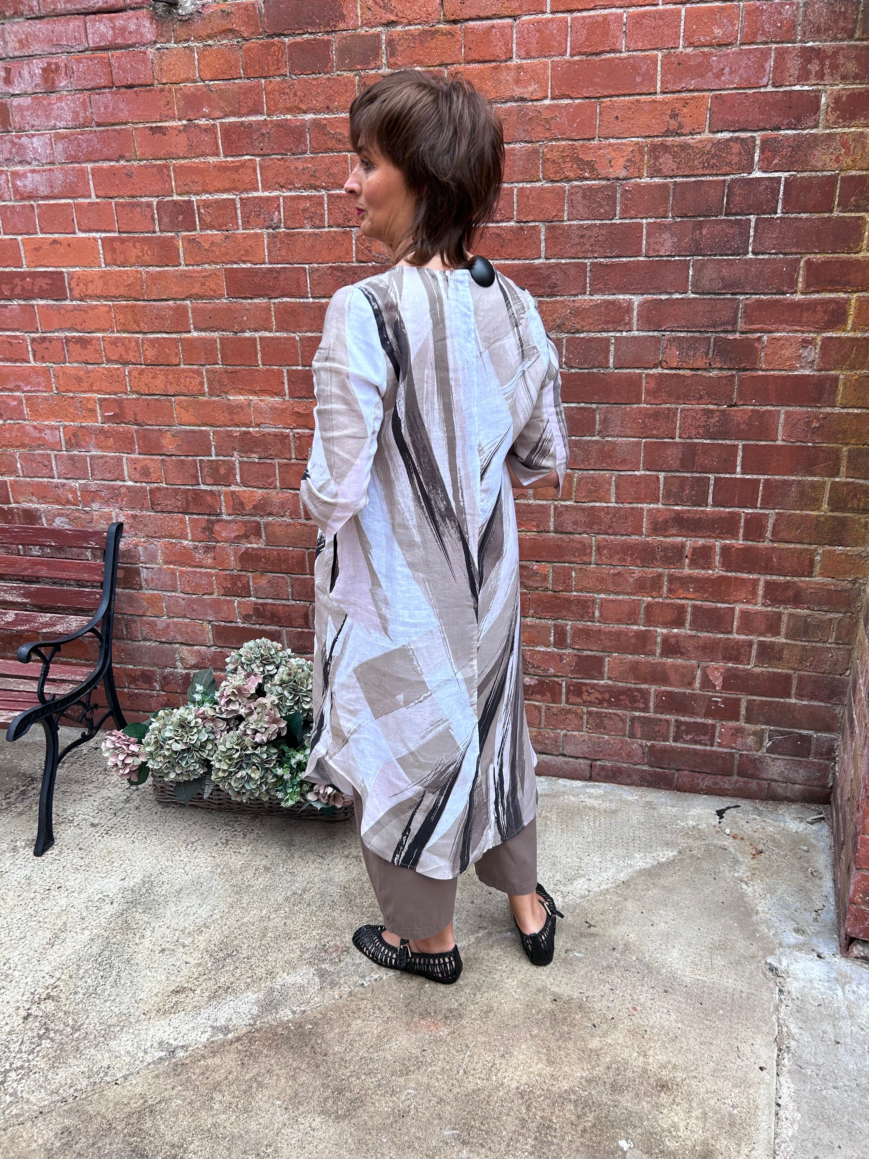 Neutral Print Dress in Sand