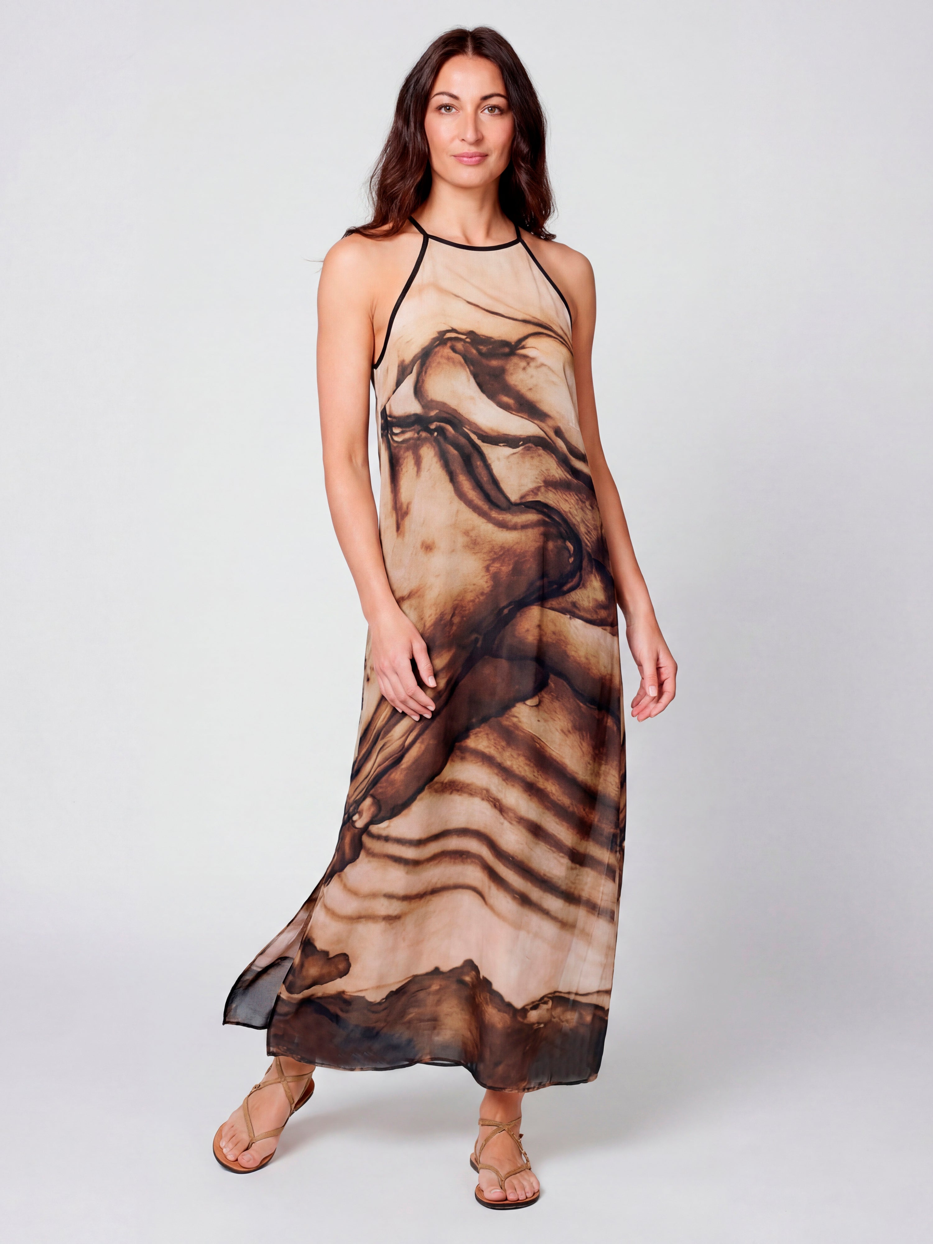 Aia Strap Dress in Brown Tone