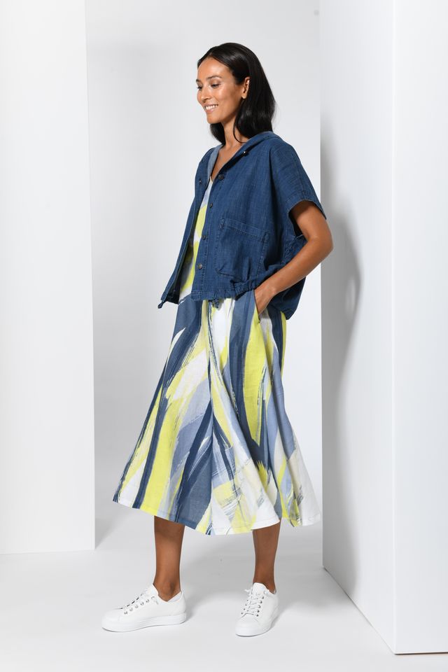 Sleeveless Hooded Jacket in Denim