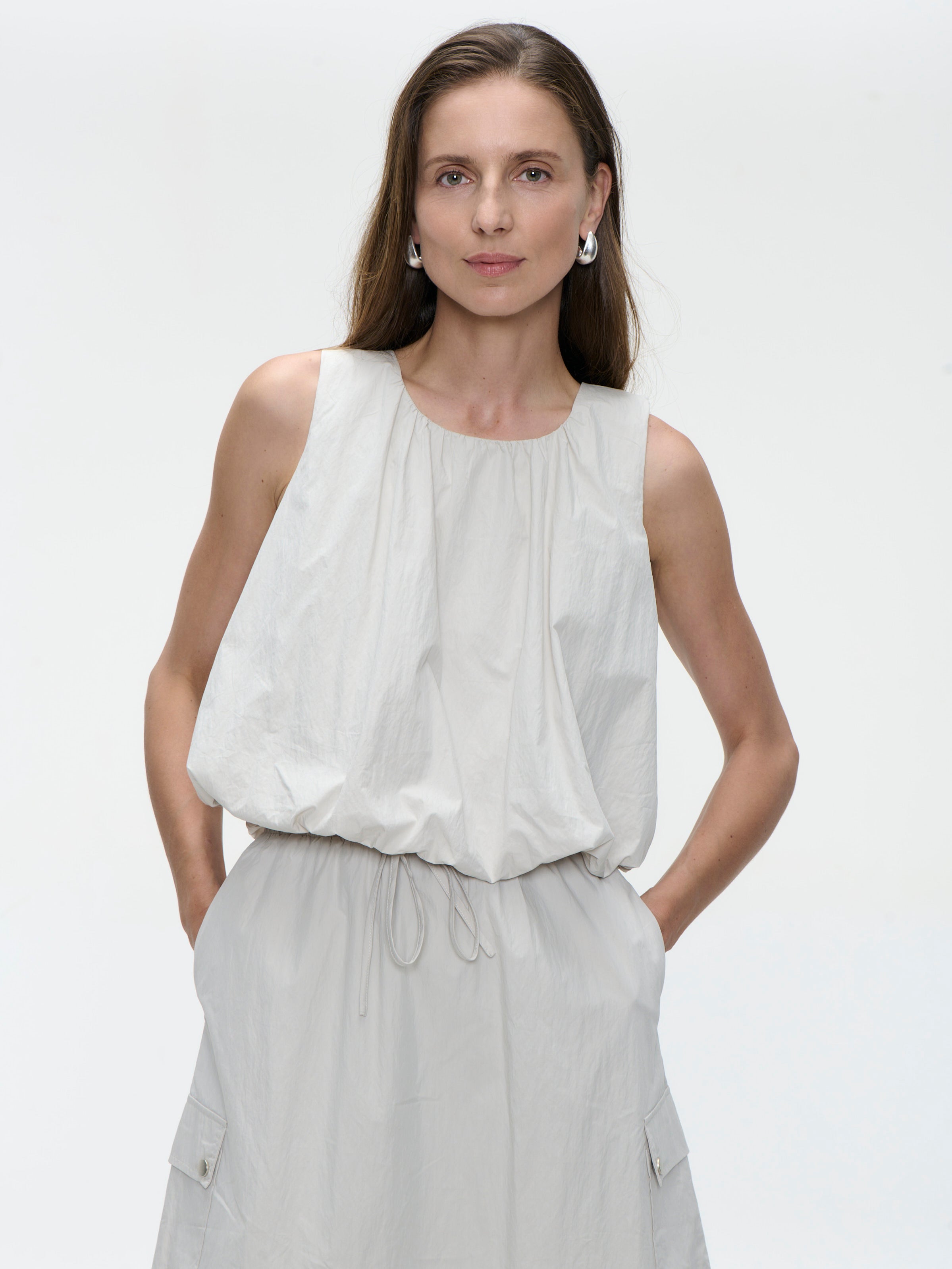 Nori Cotton Top in Light Grey