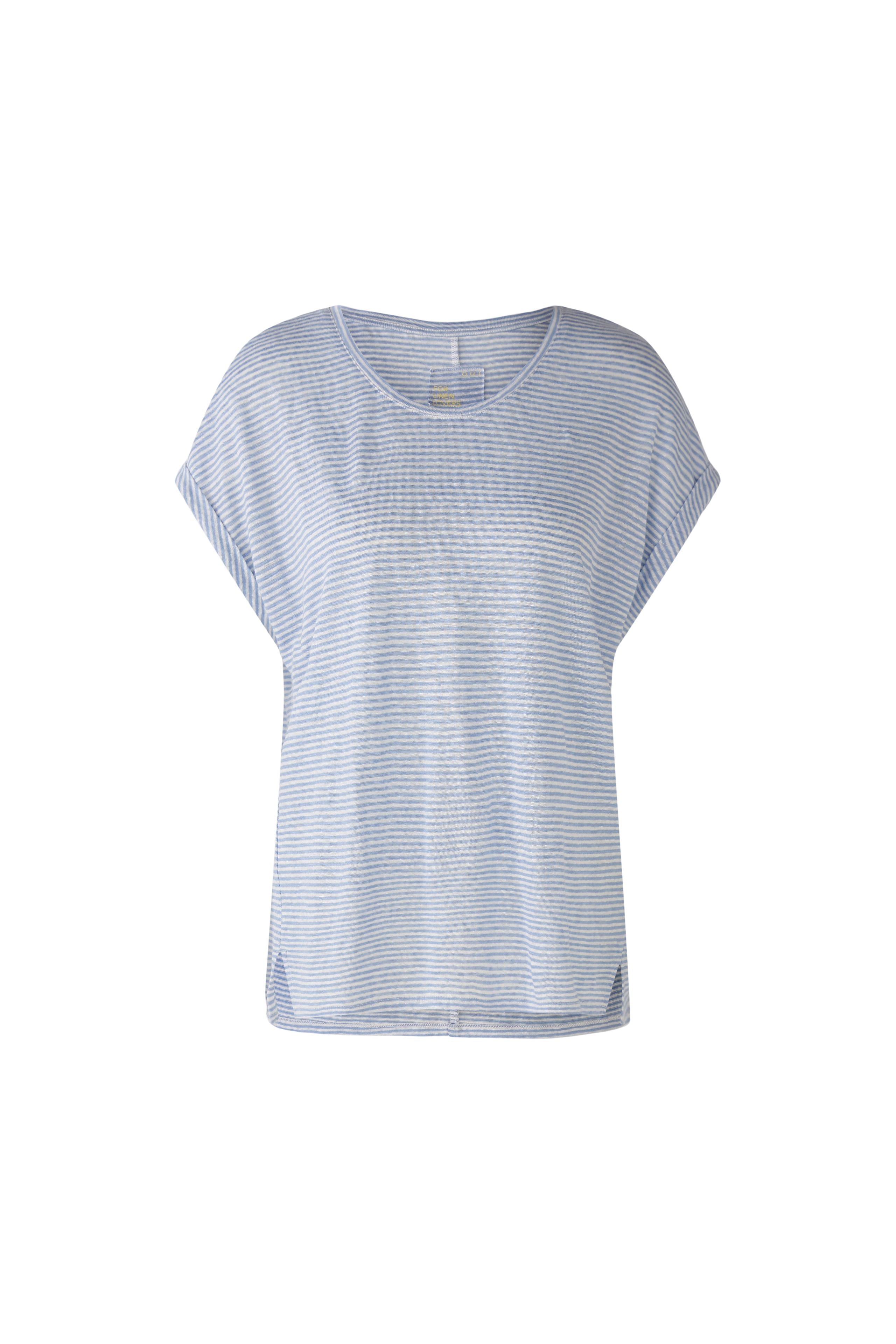 Casual Cut T-Shirt in Off White/Blue