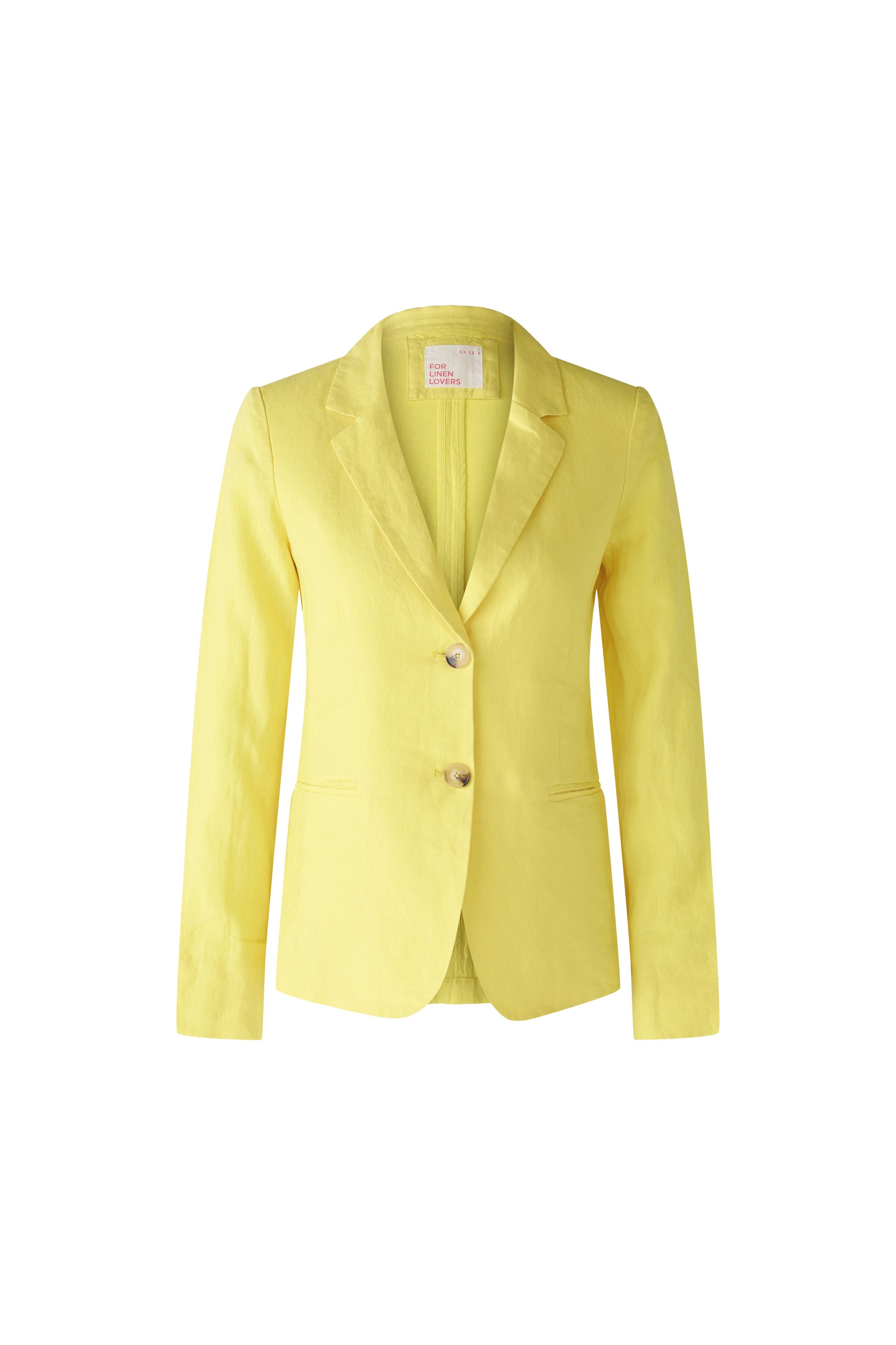 Linen Blazer with Cotton Patch in Yellow