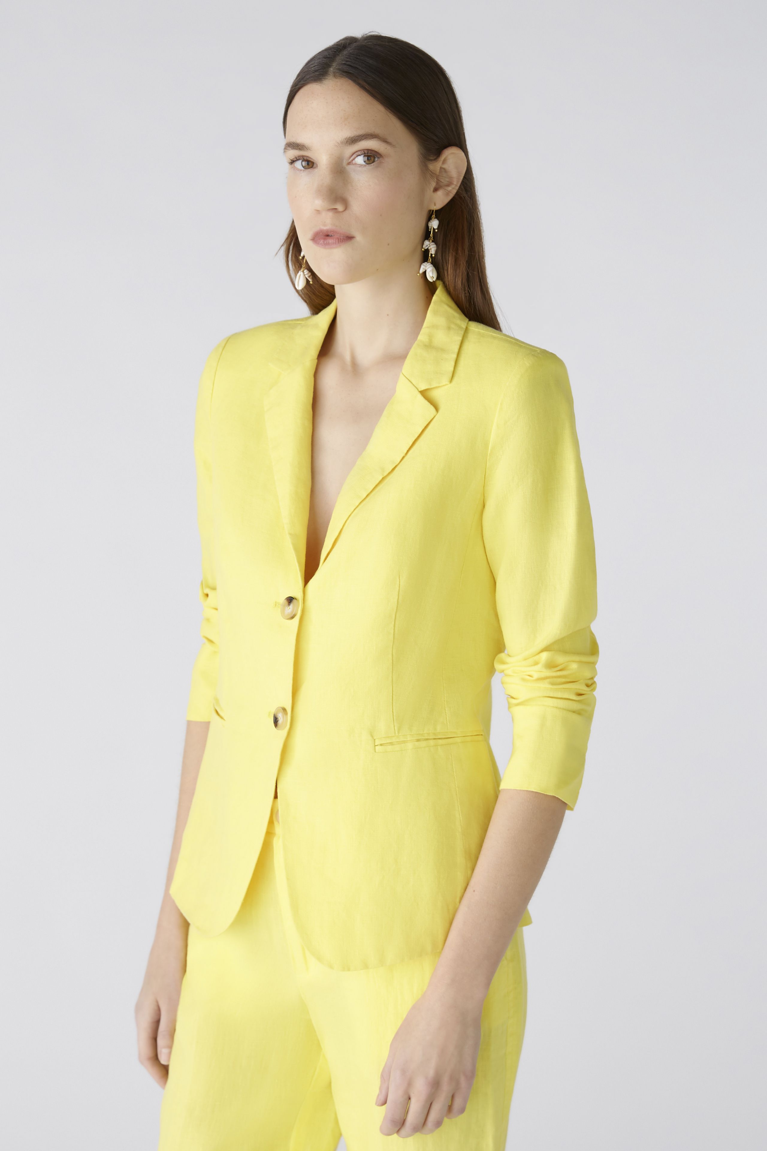 Linen Blazer with Cotton Patch in Yellow