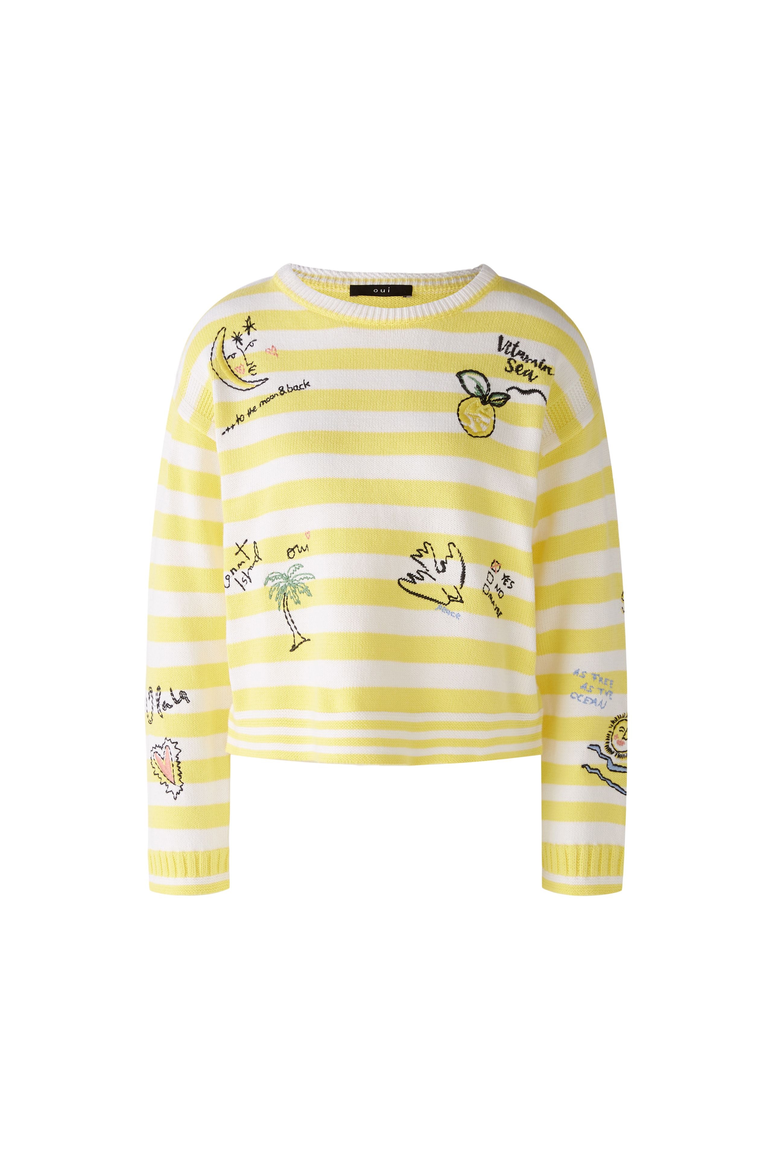 Embroidered Detail Jumper in White/Yellow