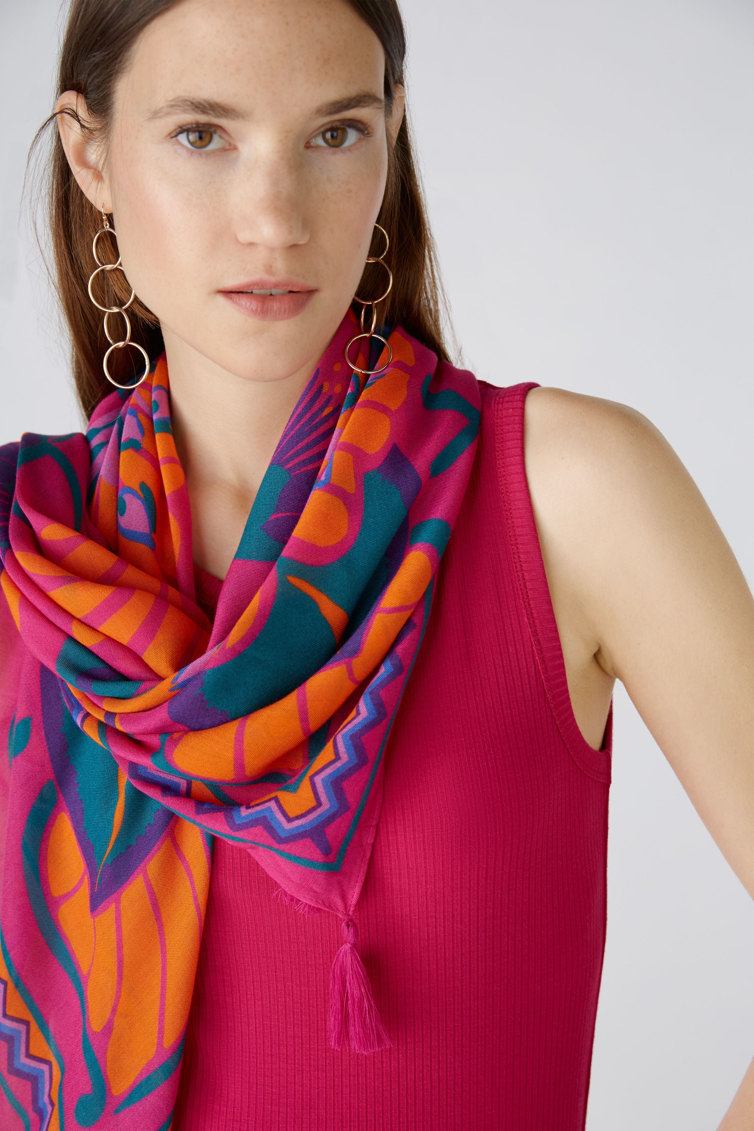 Large Viscose Scarf in Pink and Orange