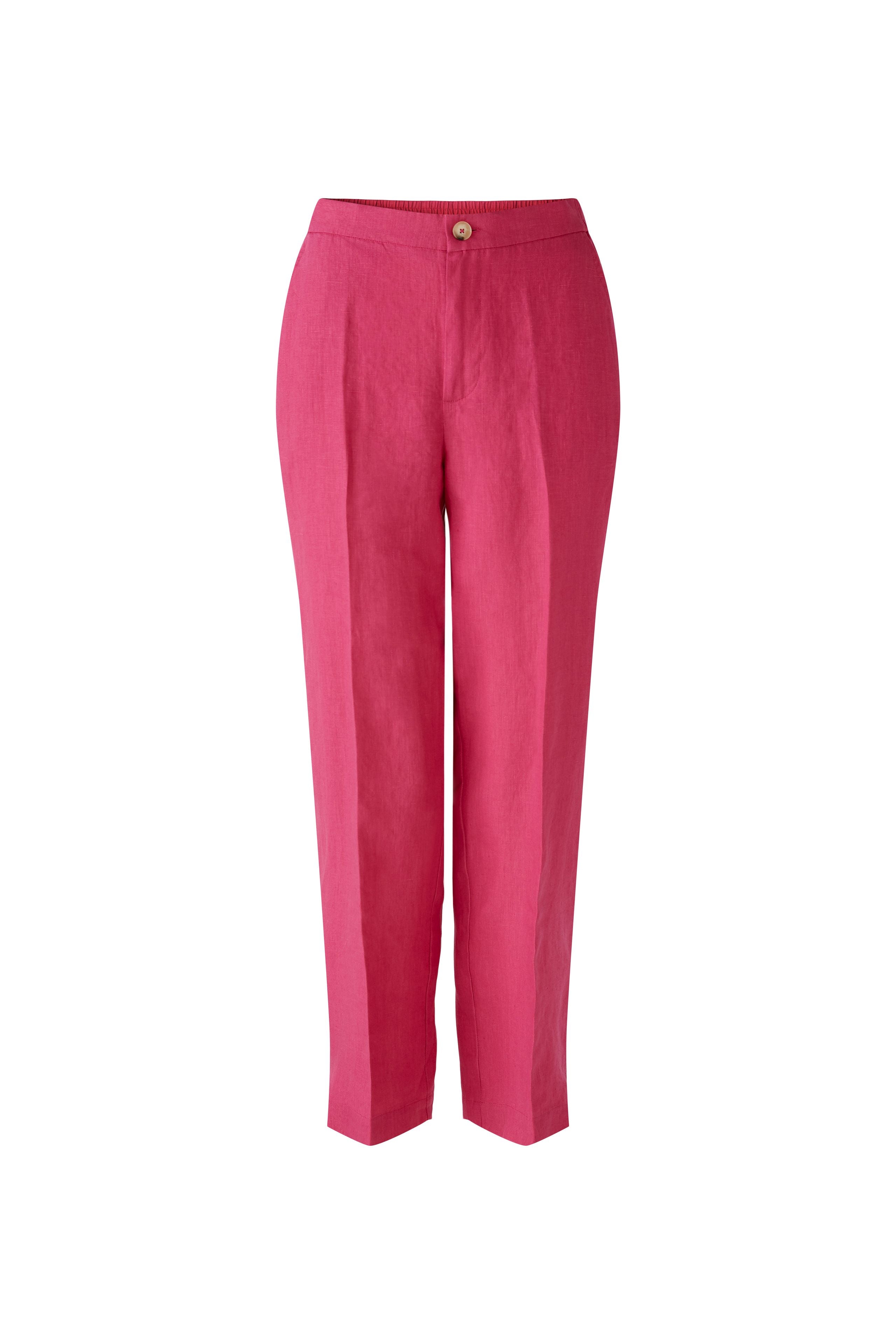 Cropped Linen Trouser in Pink