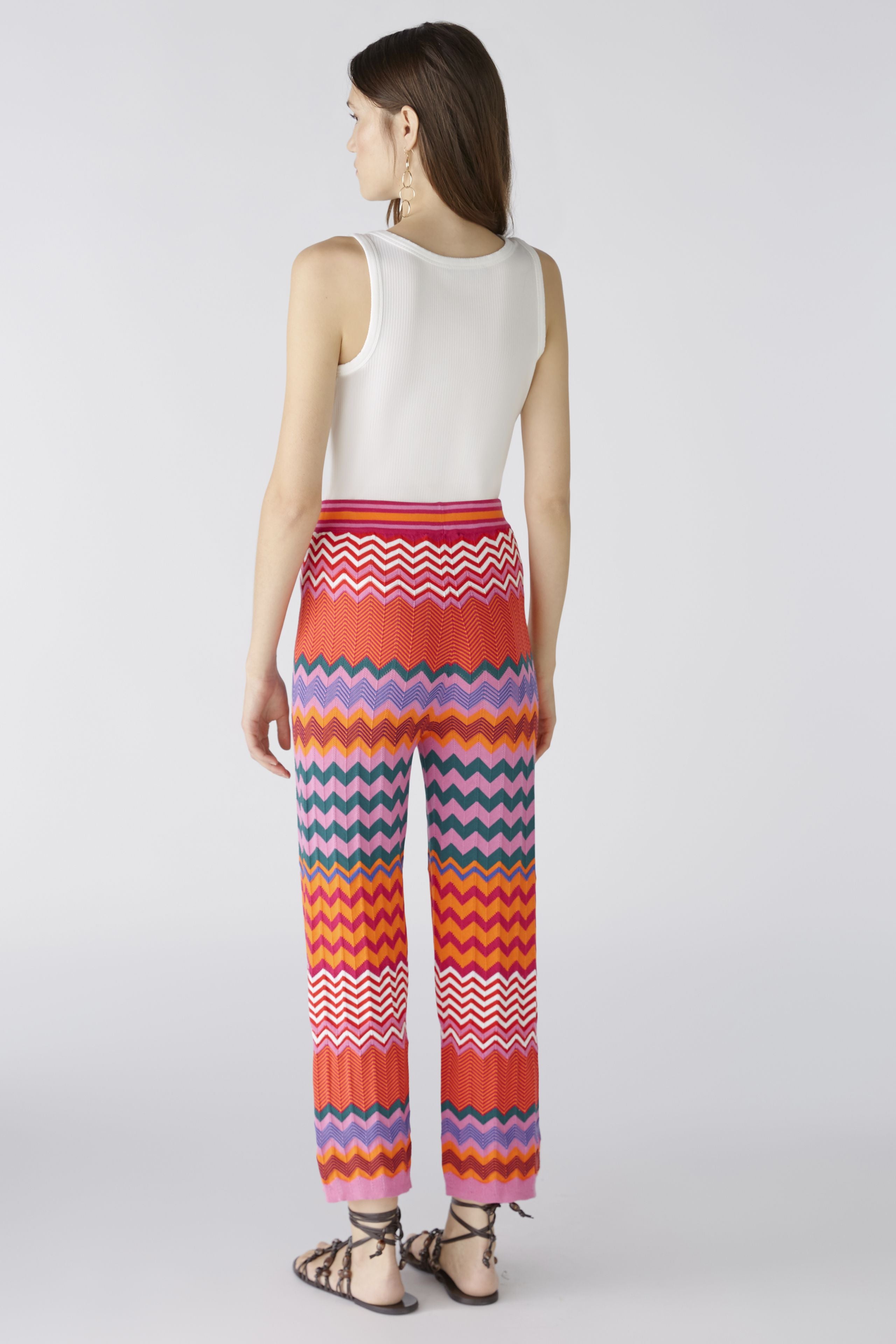 Knitted Cotton Trouser in Pink/ Orange