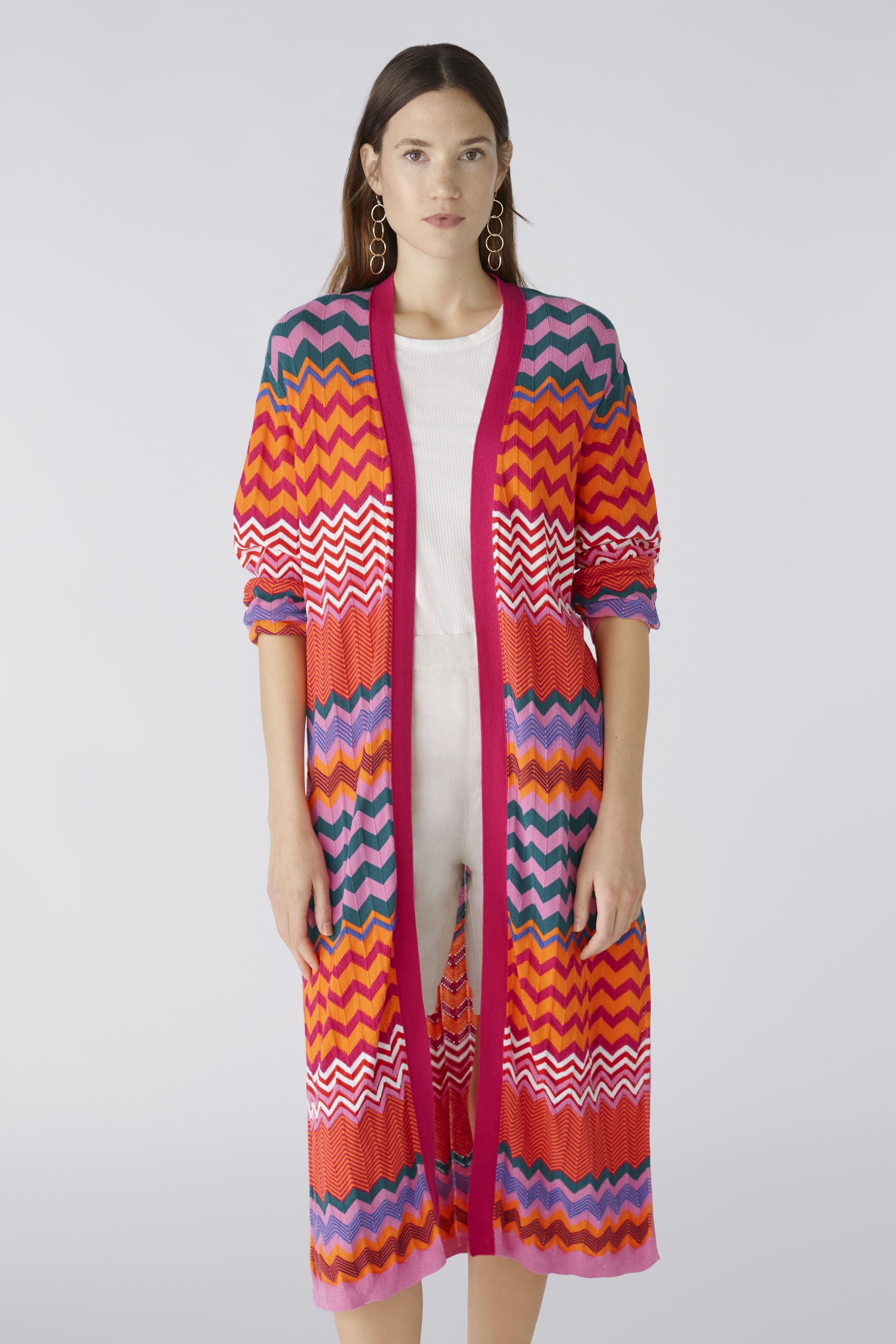 Knitted Coat in Pink and Orange