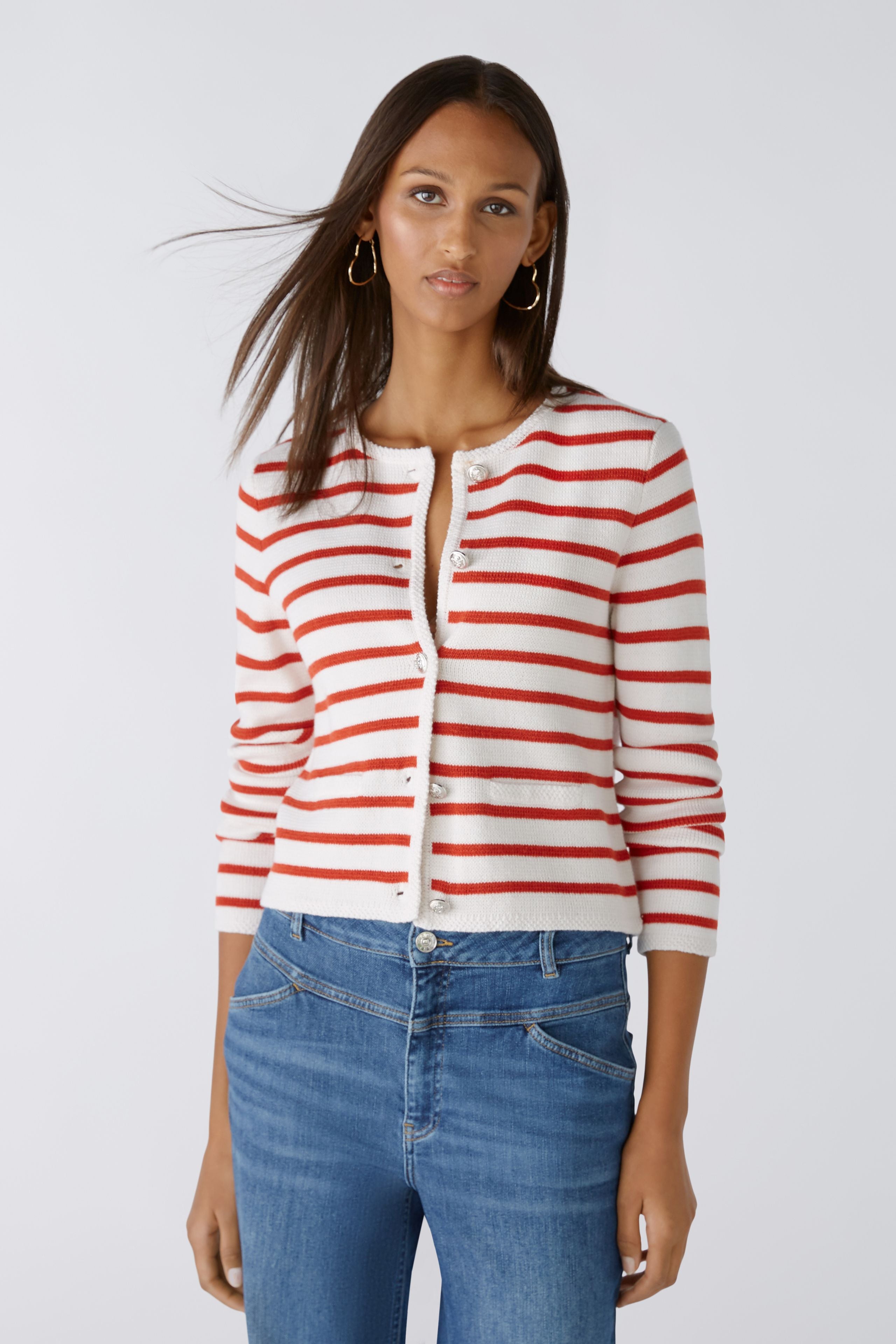 Stripe Cardigan in Red/White