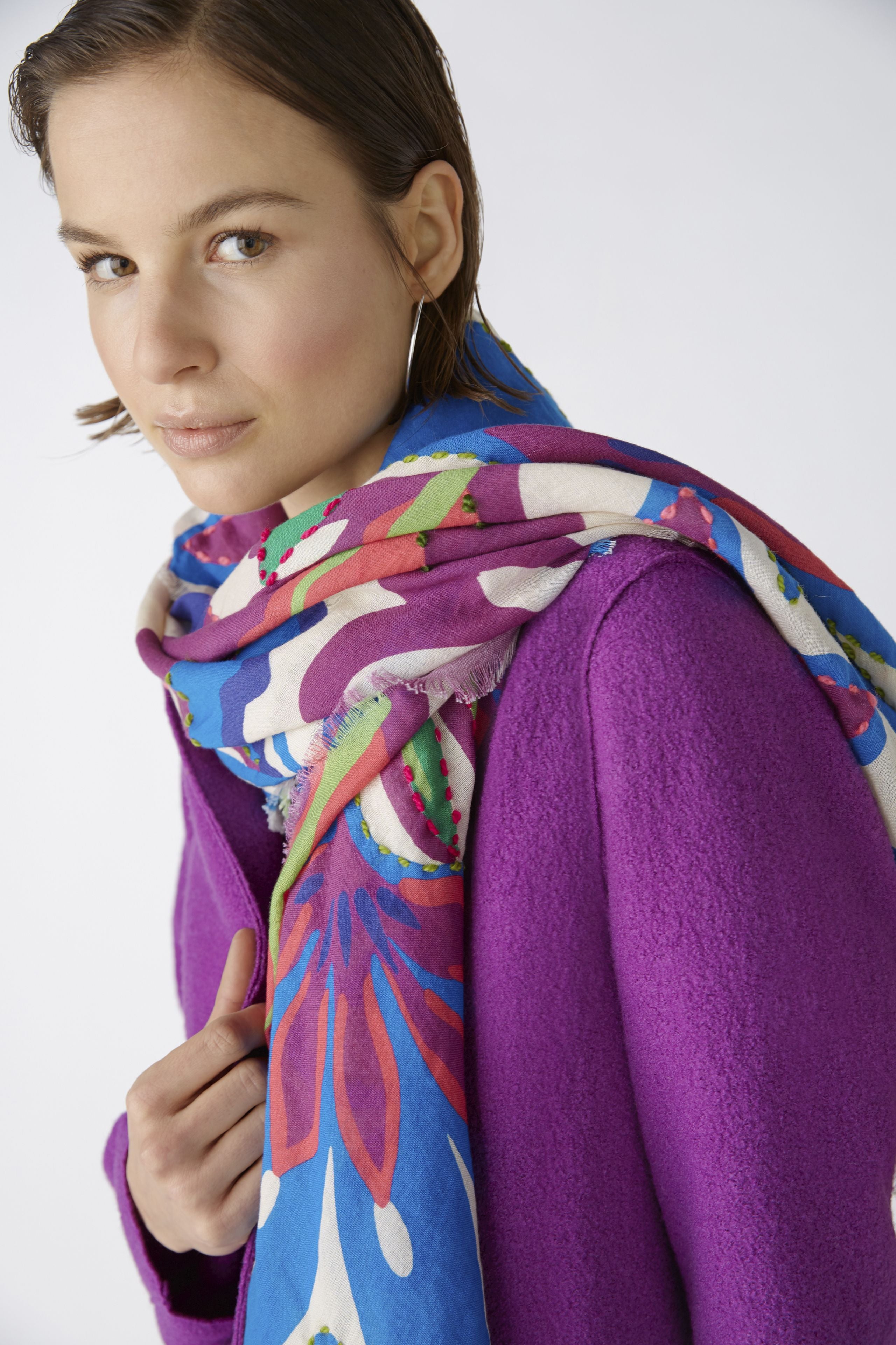 Cloth Cotton Scarf in Violet Green