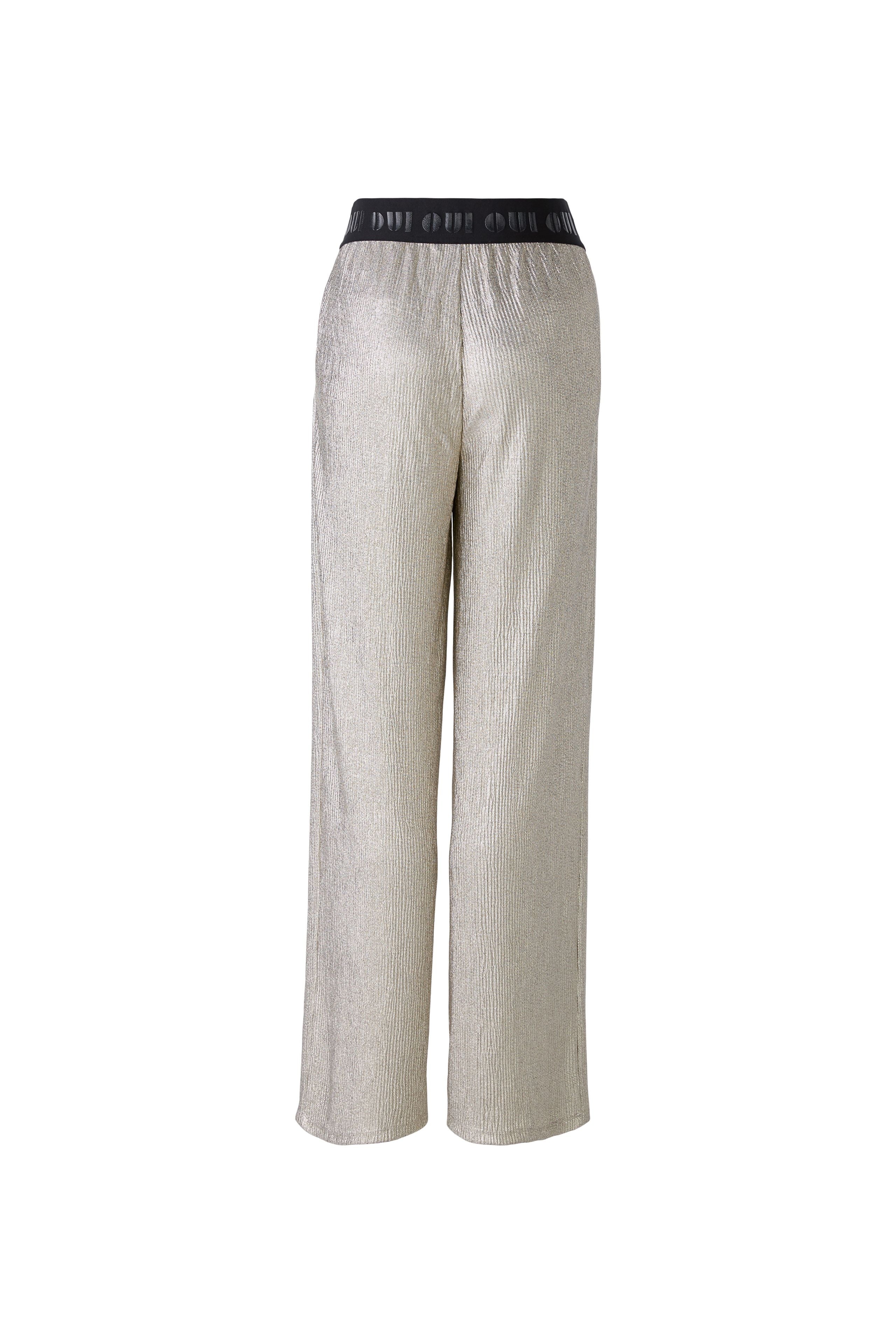 Lamé Look Trouser in Light Gold