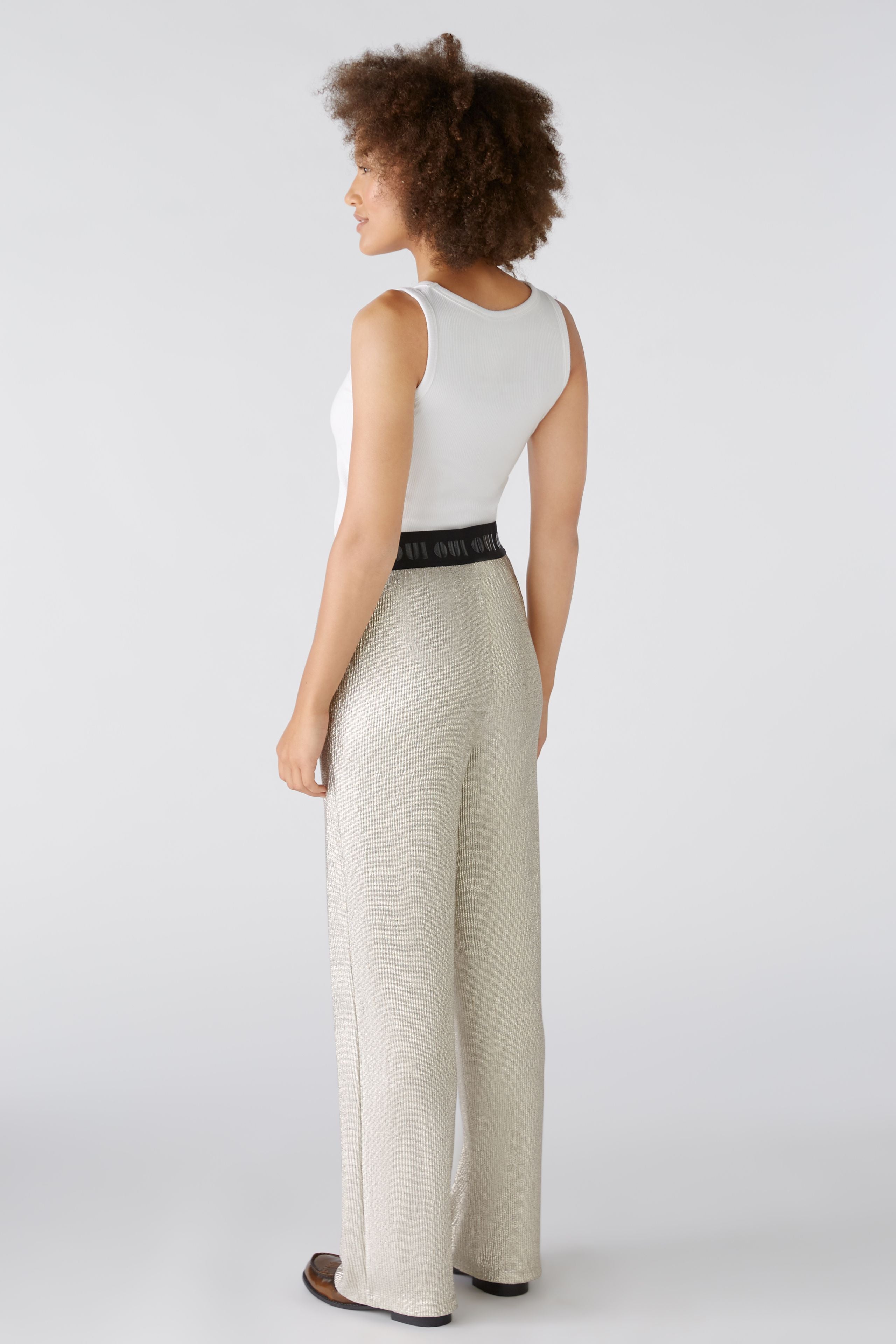 Lamé Look Trouser in Light Gold