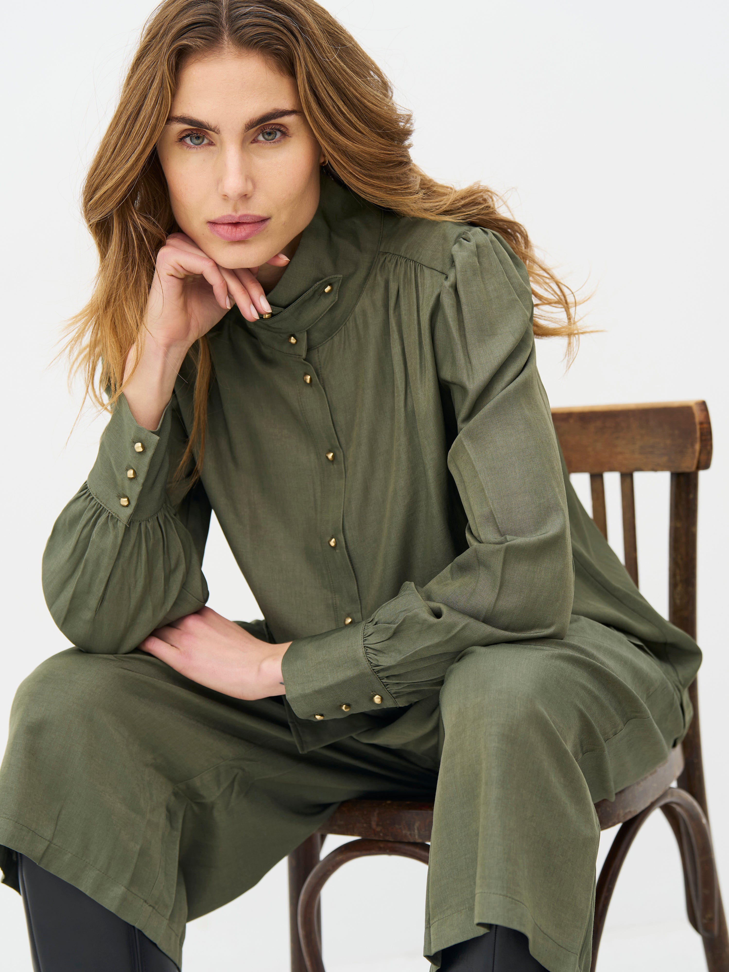 Eden Culotte Trousers in Army