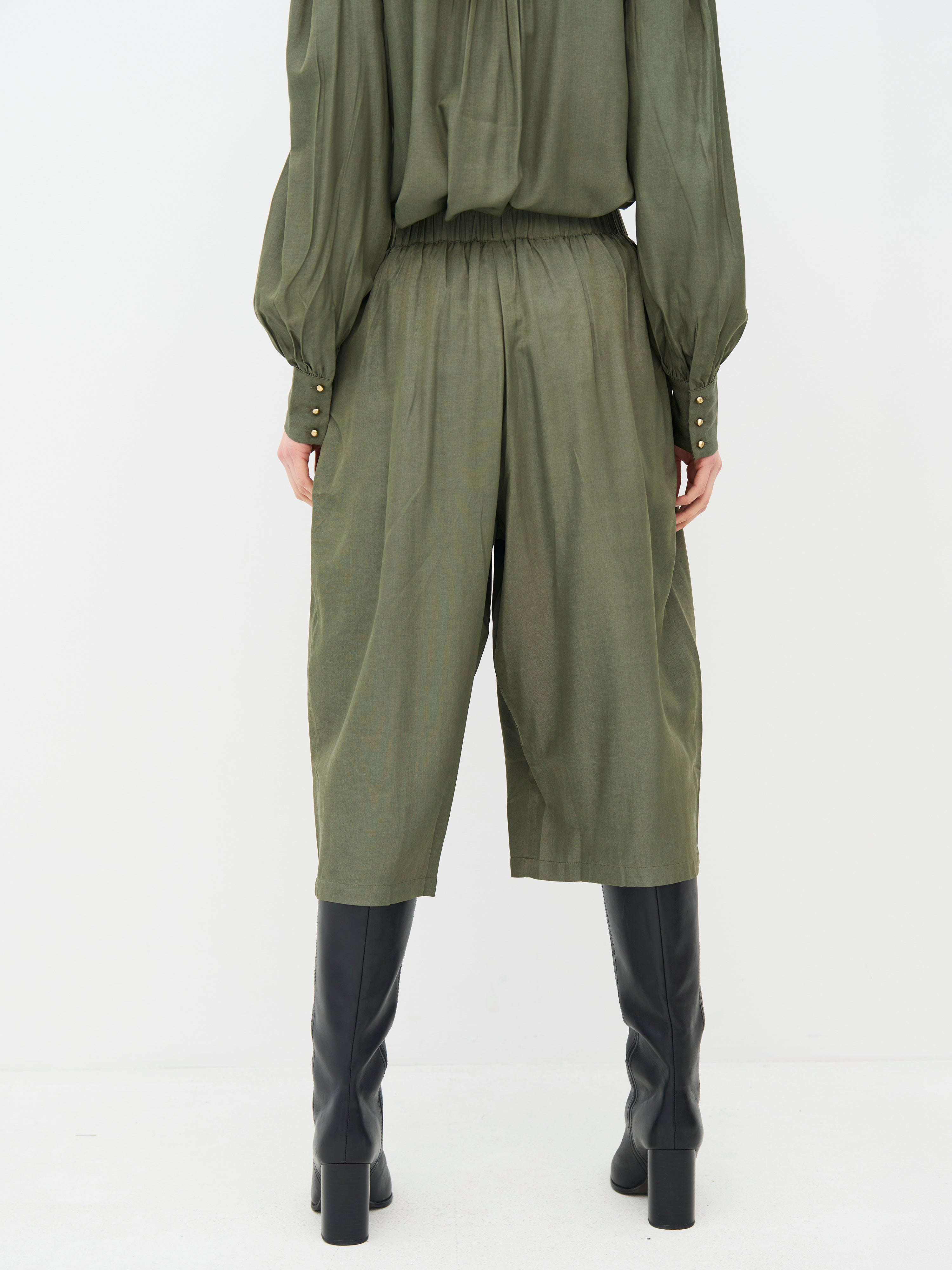 Eden Culotte Trousers in Army