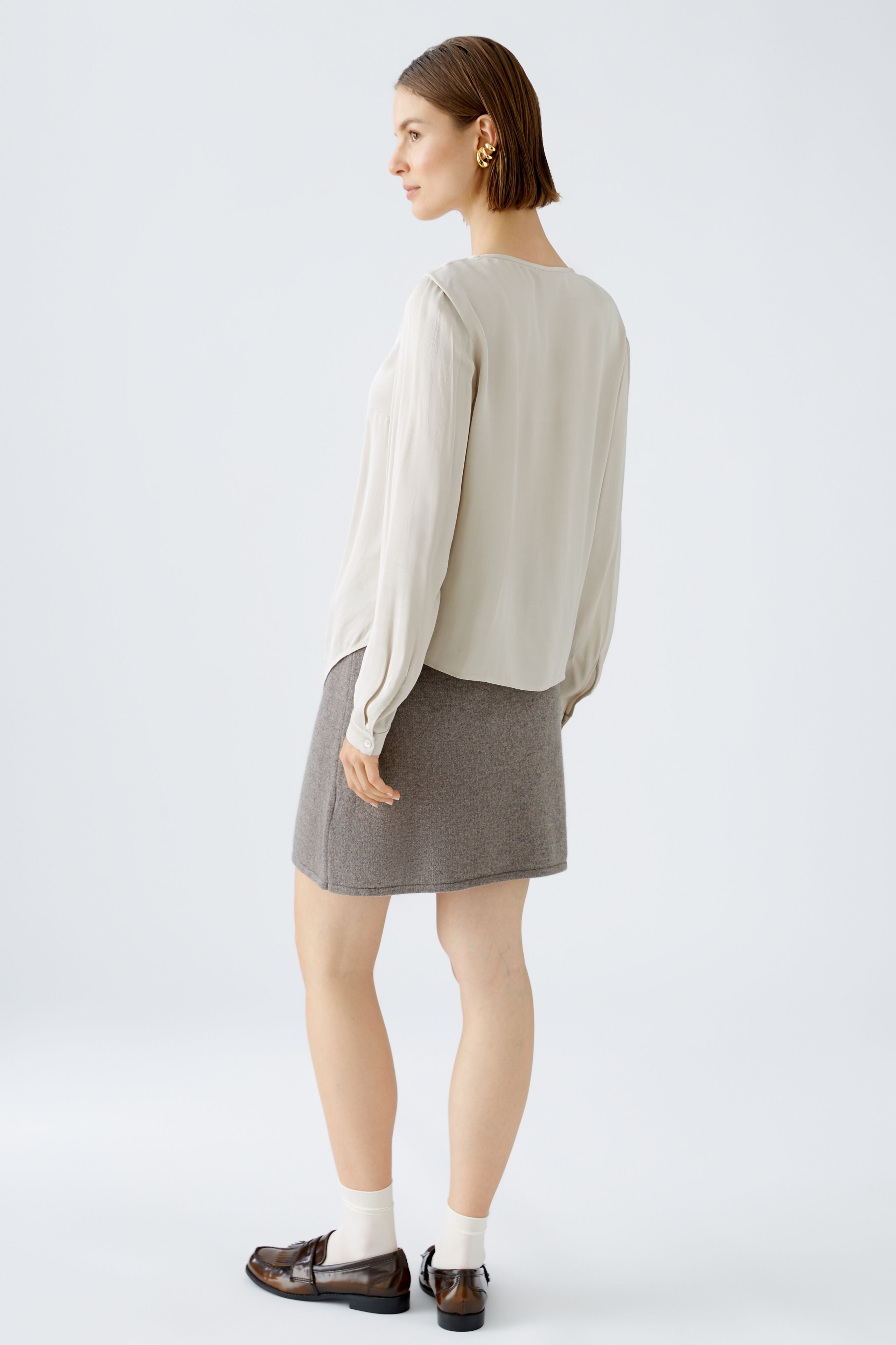 Knotted Front Blouse in Light Stone