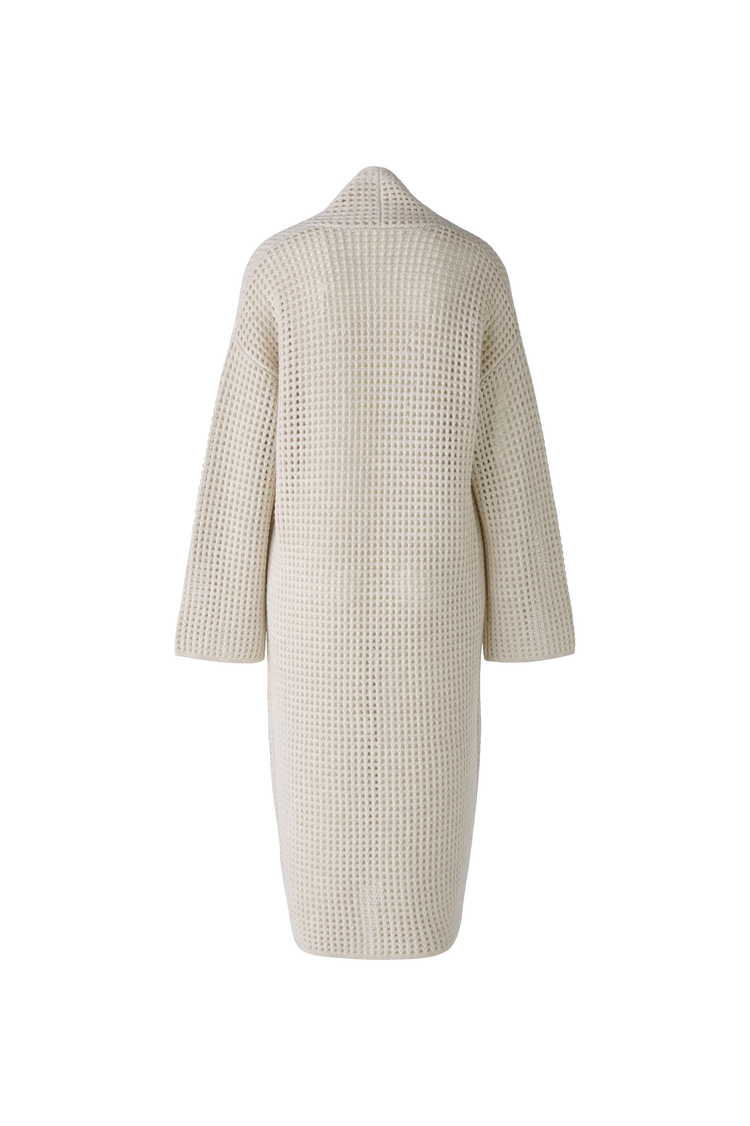 Mesh Look Knitted Coat in Off White