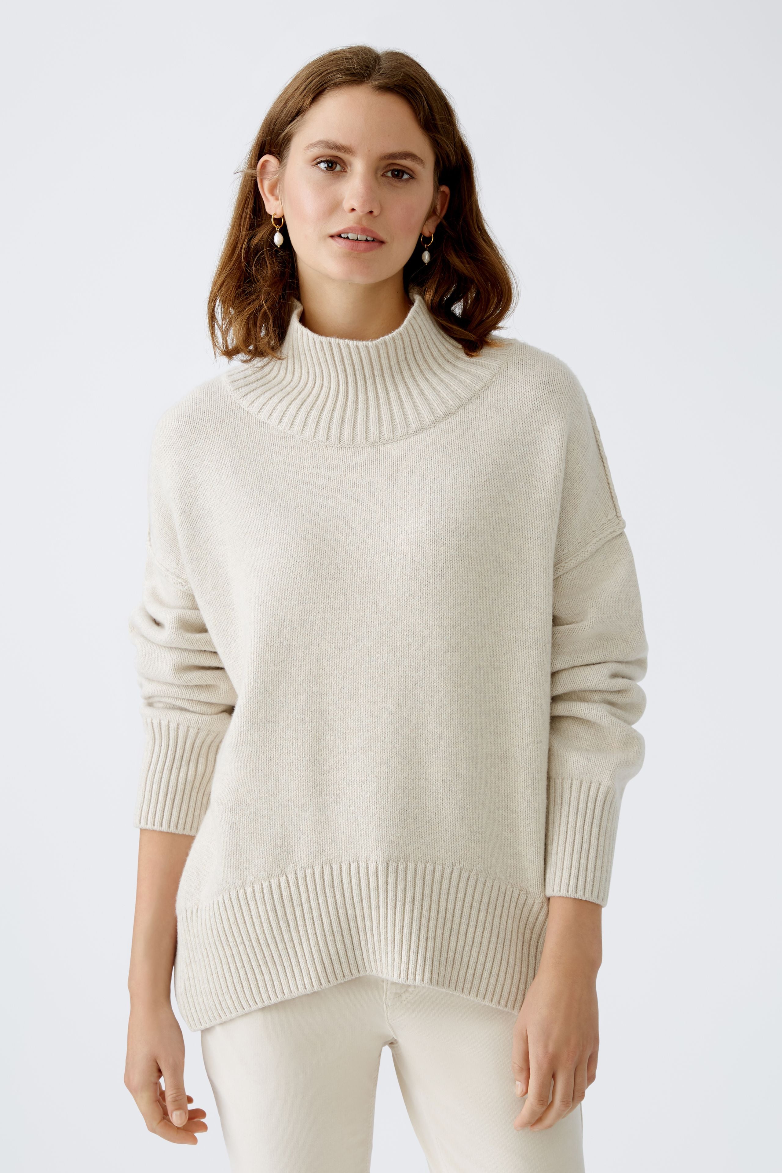 Wool Blend Pullover in Beige Melange