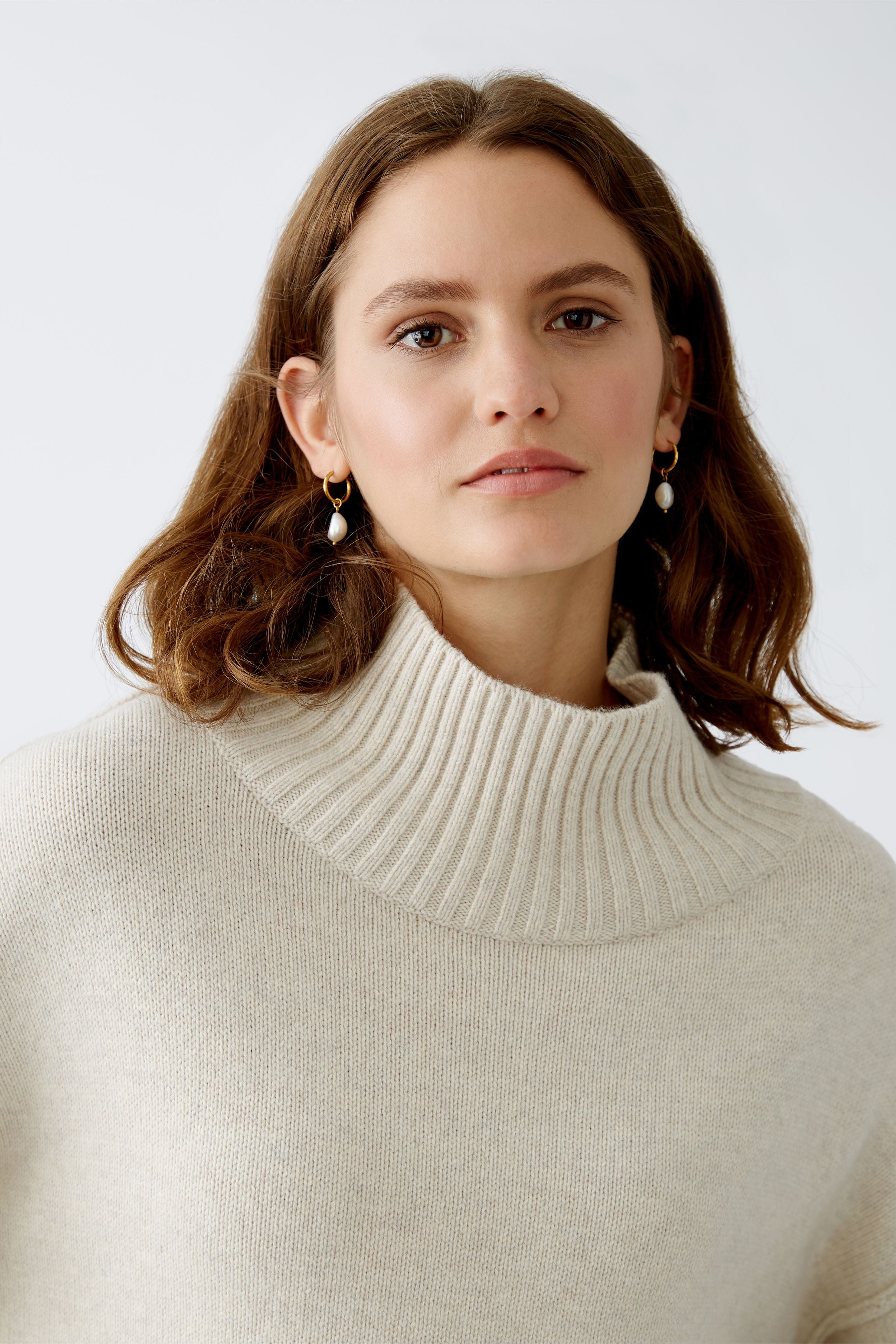 Wool Blend Pullover in Beige Melange