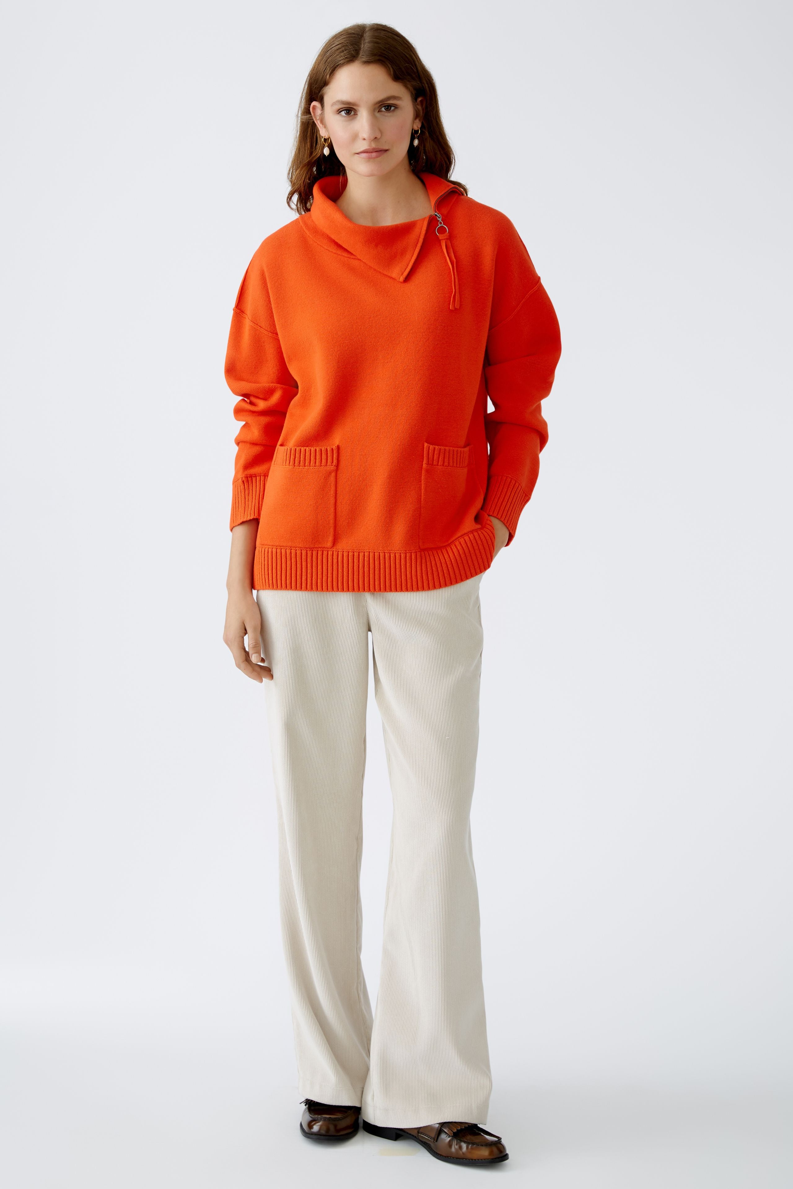 Cotton Blend Pullover in Cherry Tomato