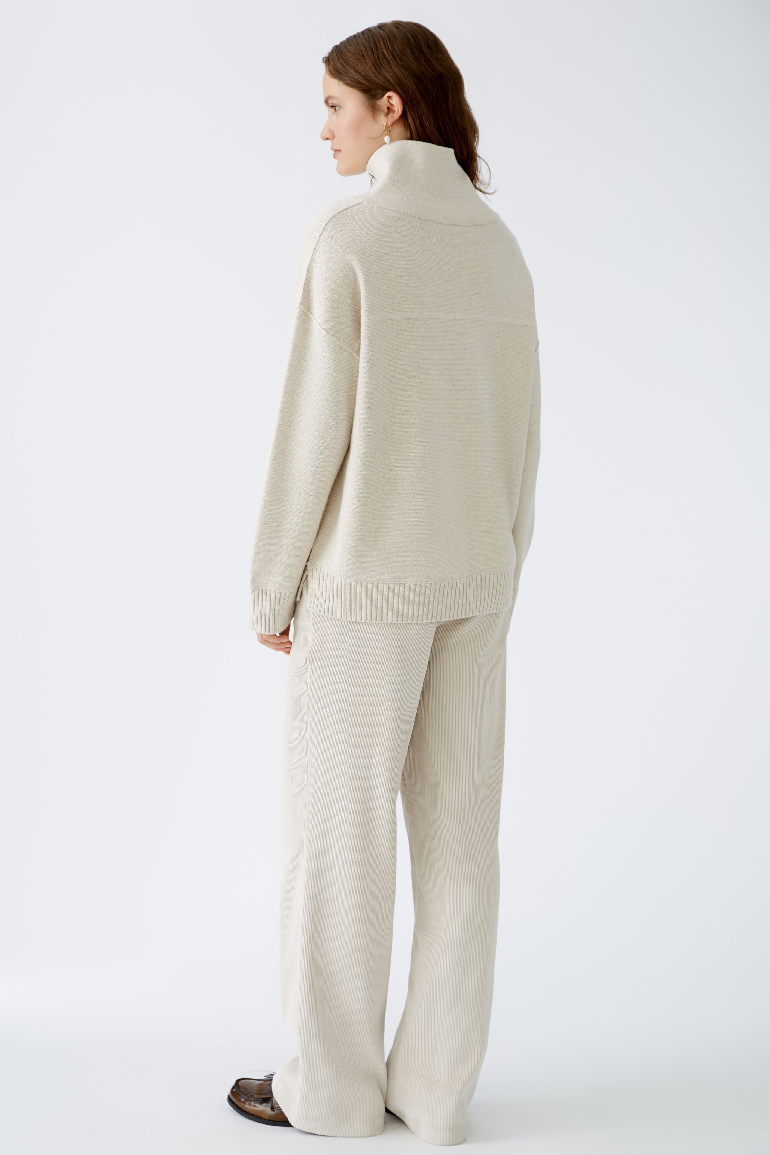 Cotton Blend Pullover in Beige Melange