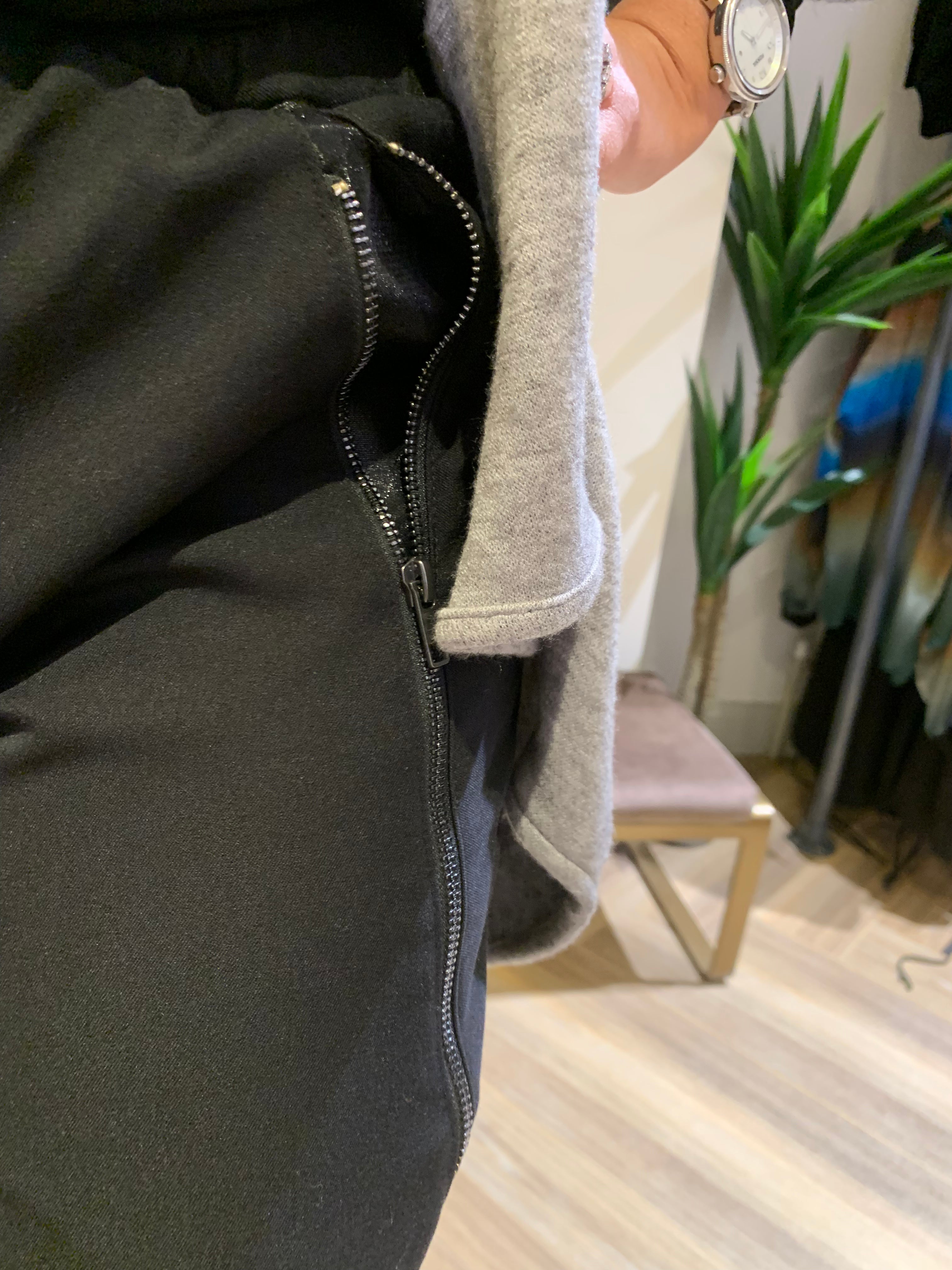 Side Zip Trouser in Black
