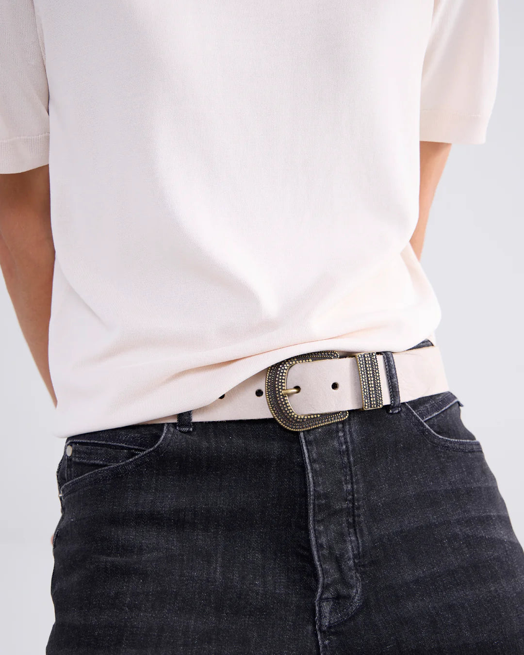 Suede Look Leather Belt in Dune