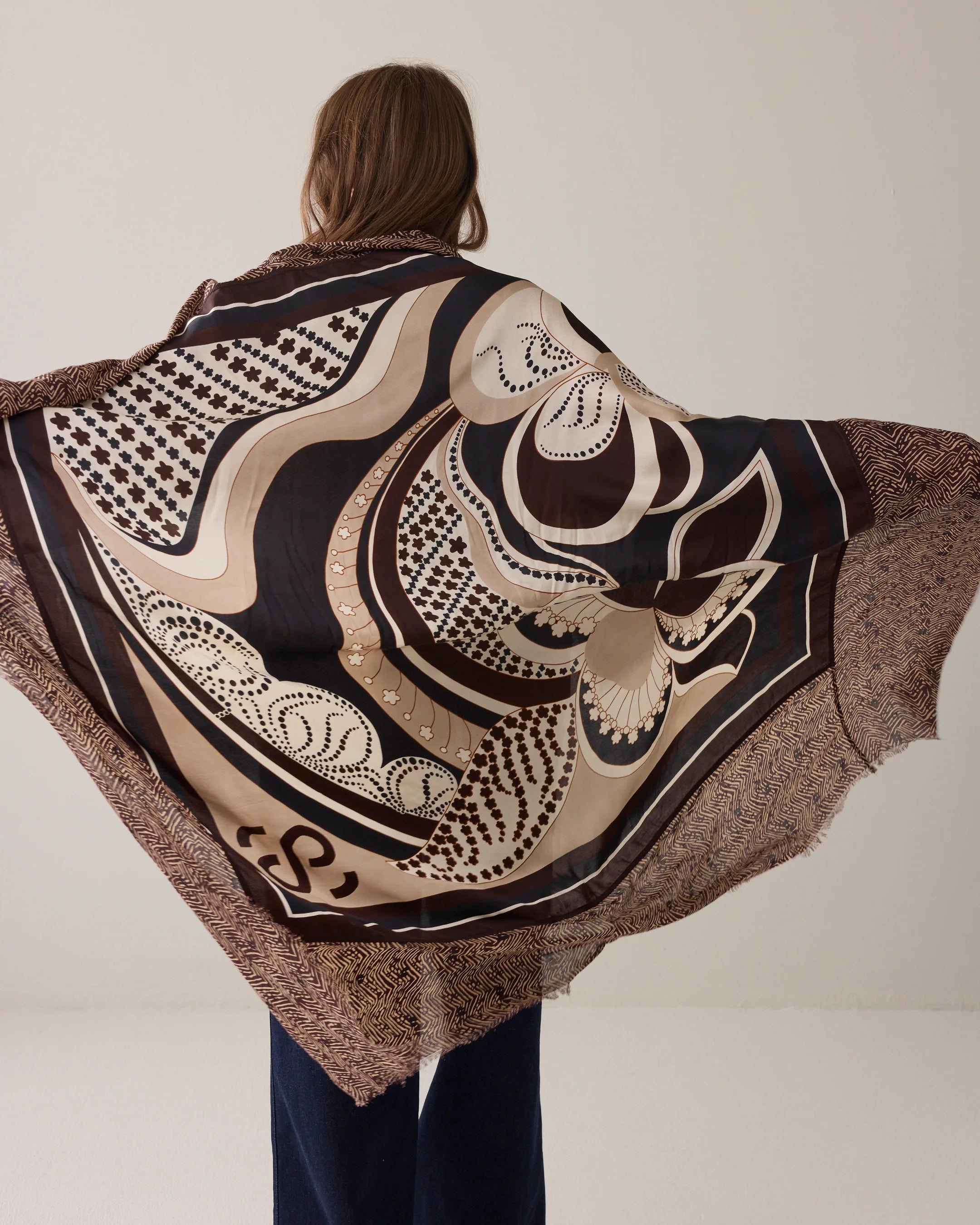 Z Print Scarf in Dark Chocolate