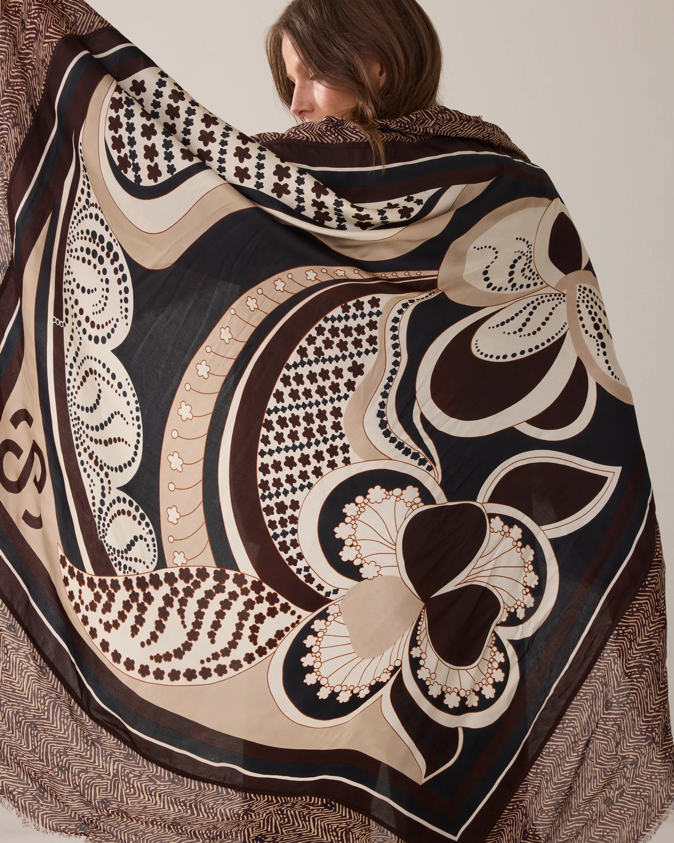 Z Print Scarf in Dark Chocolate