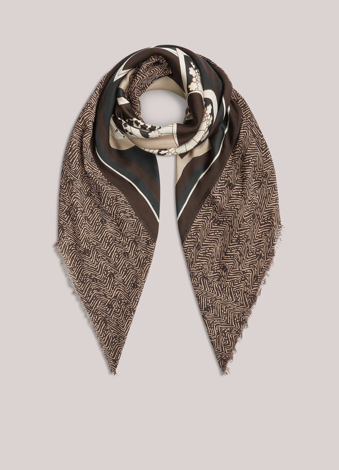 Z Print Scarf in Dark Chocolate