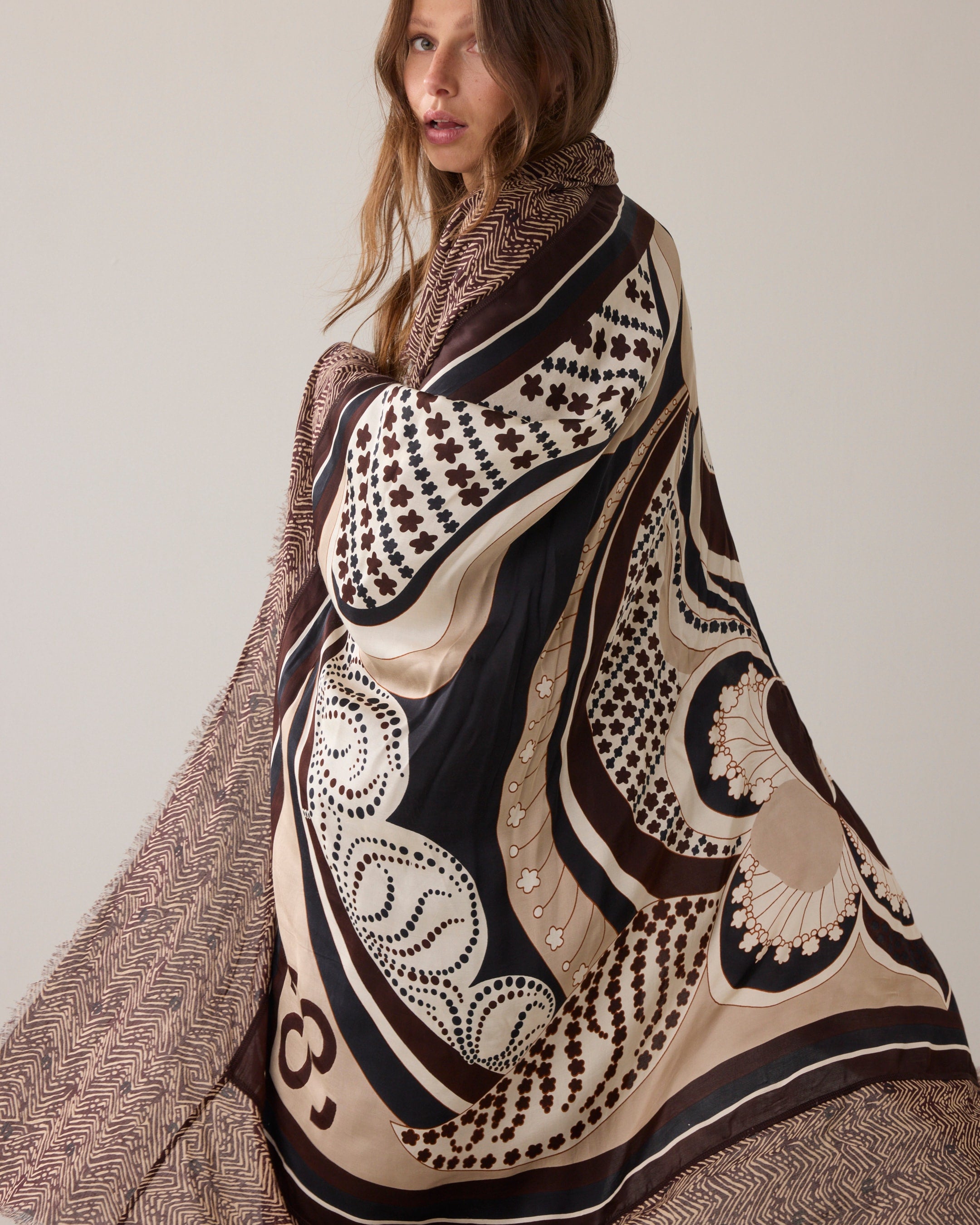 Zebra Print Scarf in Dark Chocolate