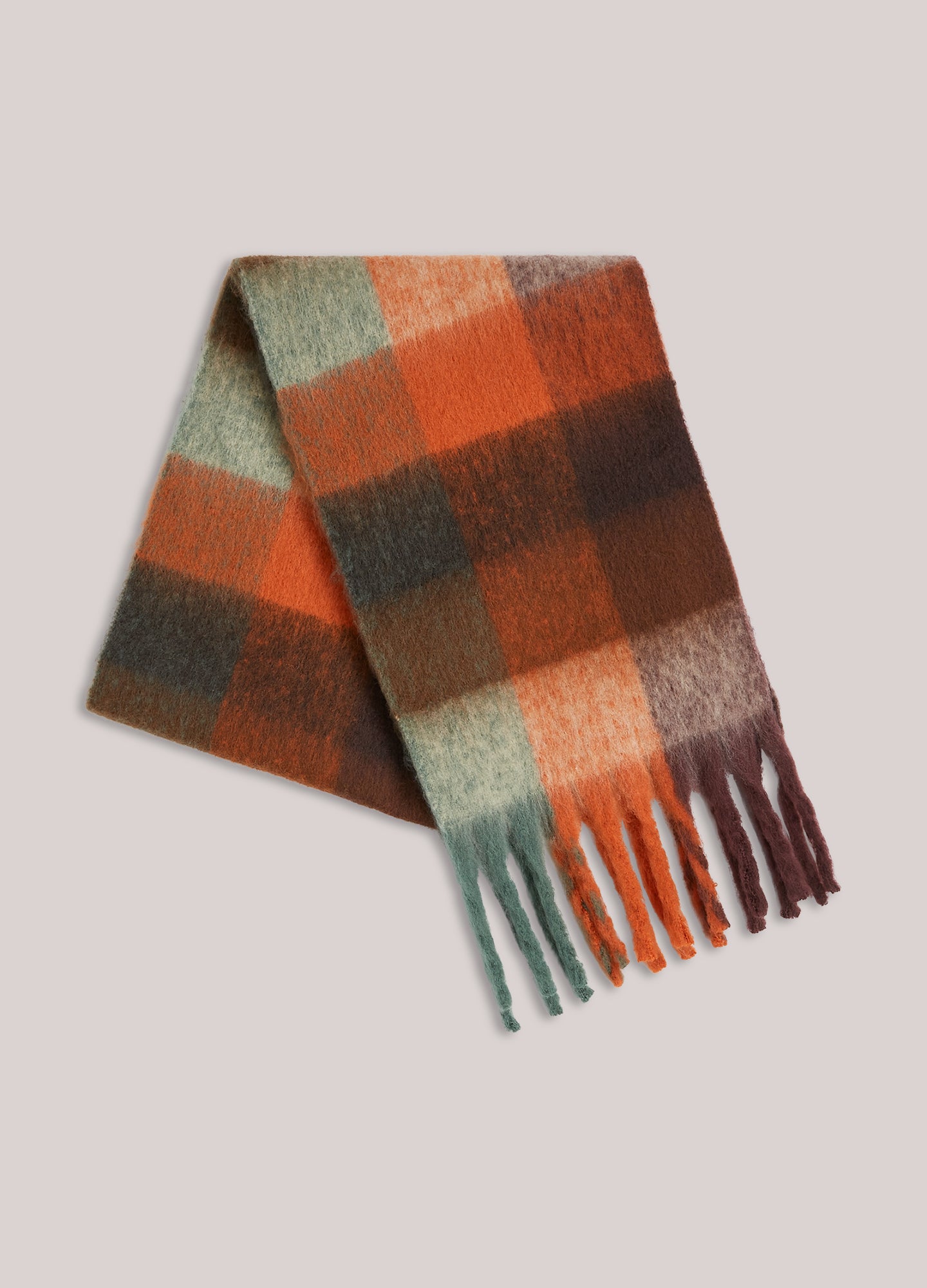 Brushed Check Scarf in Multicolour