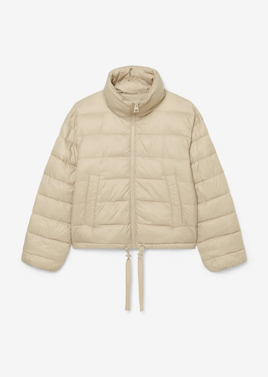Cropped Padded Puffer in Loose Sand