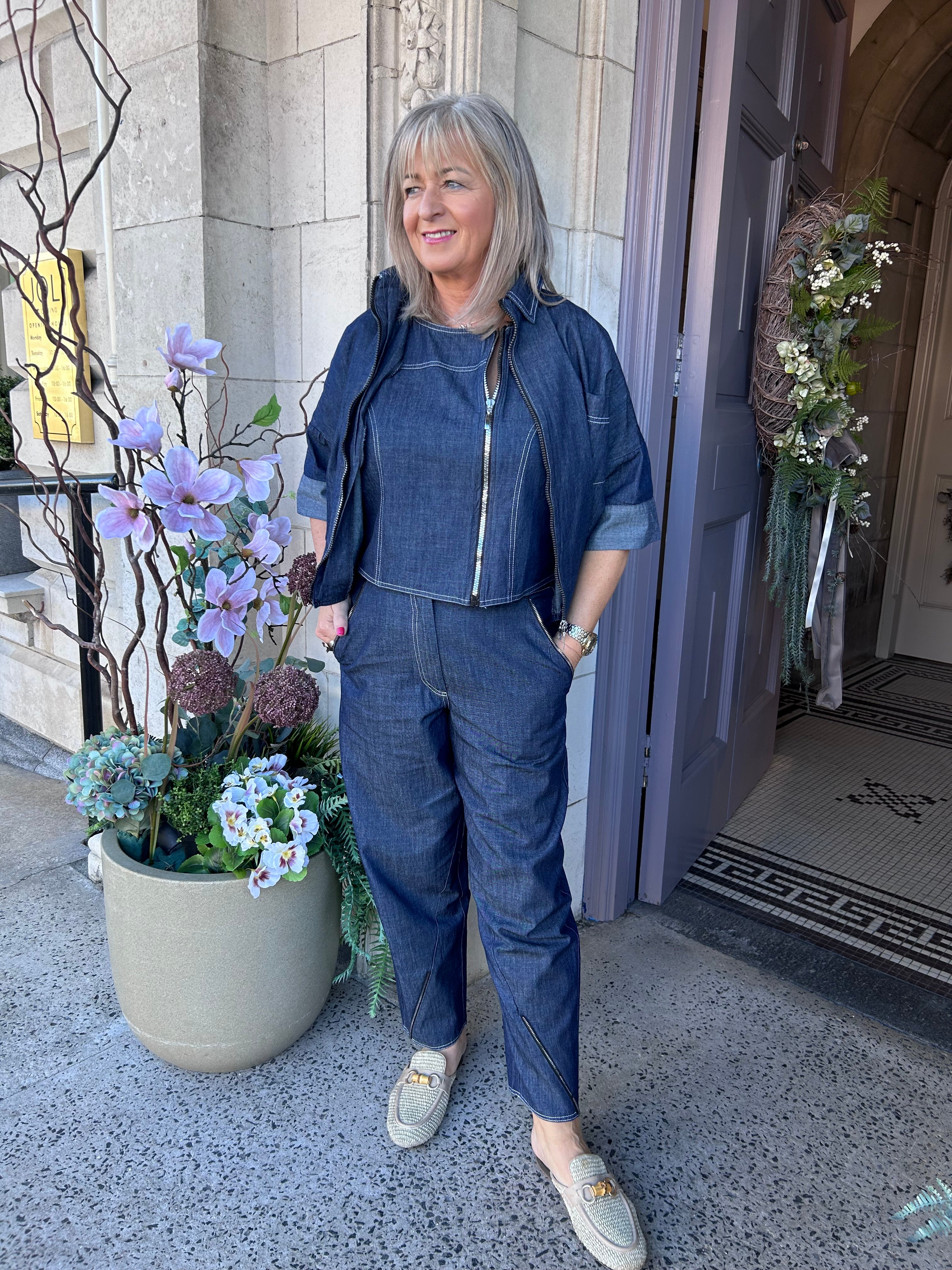 Zip Up Jacket in Denim