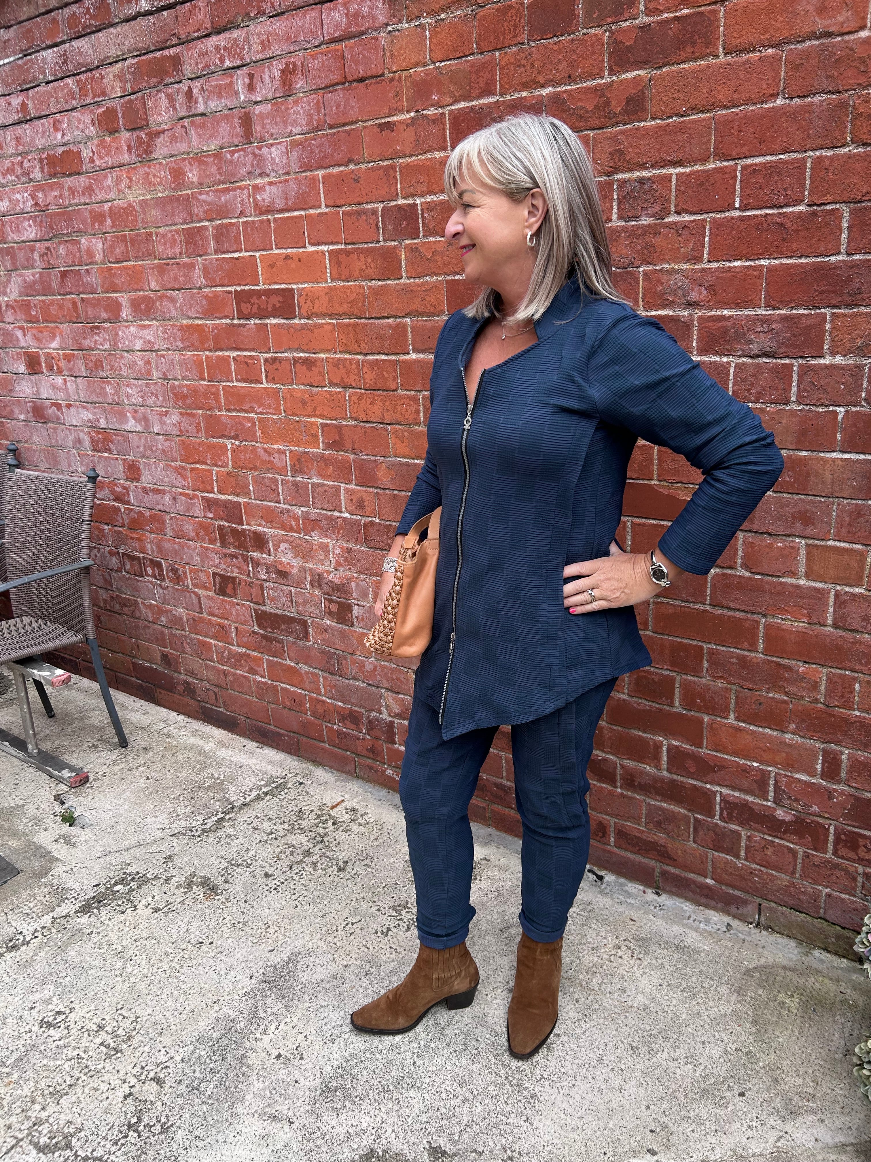 Slim Leg Bubble Trousers in Blue