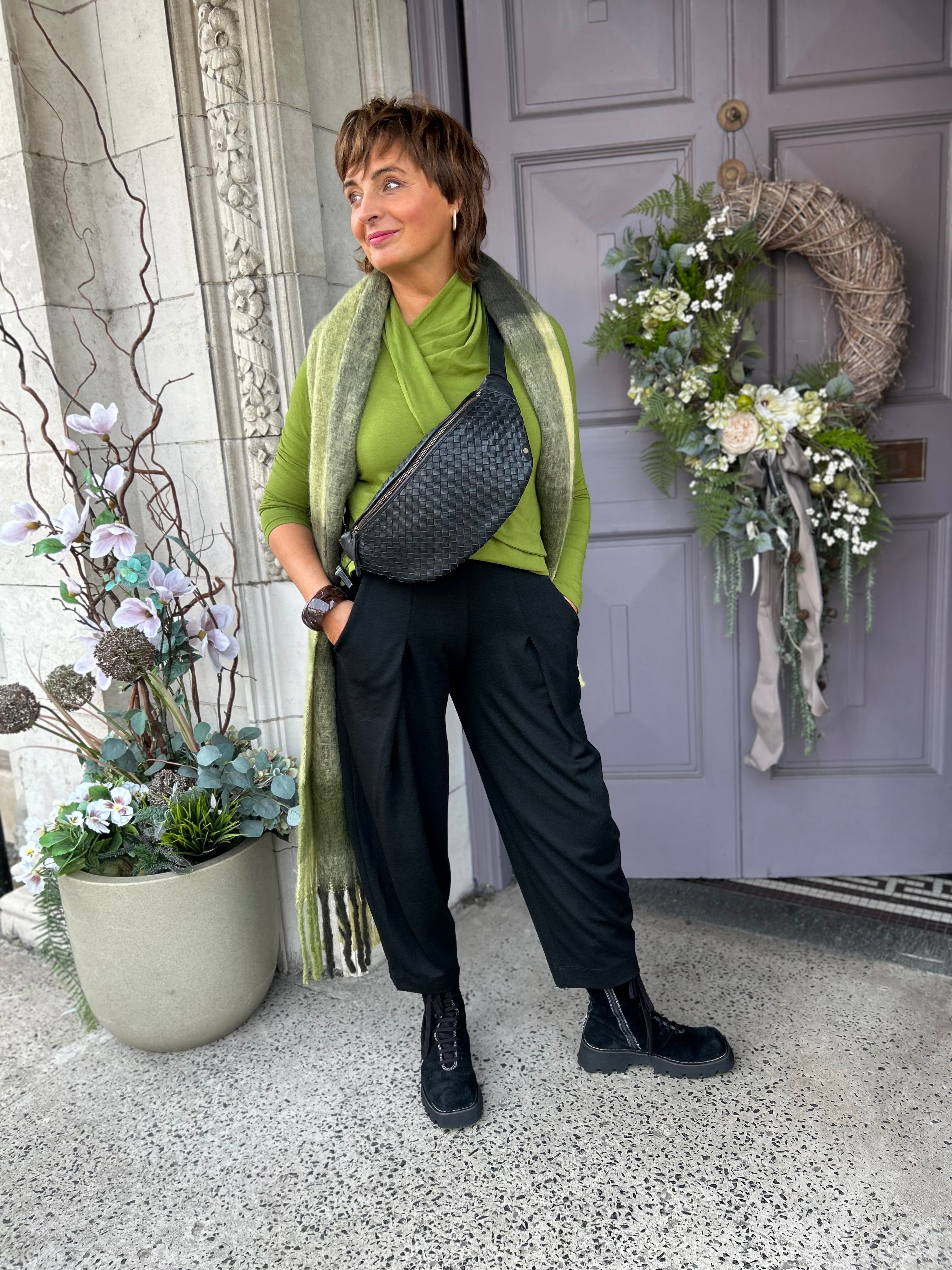 Draped Wrap Top in Green