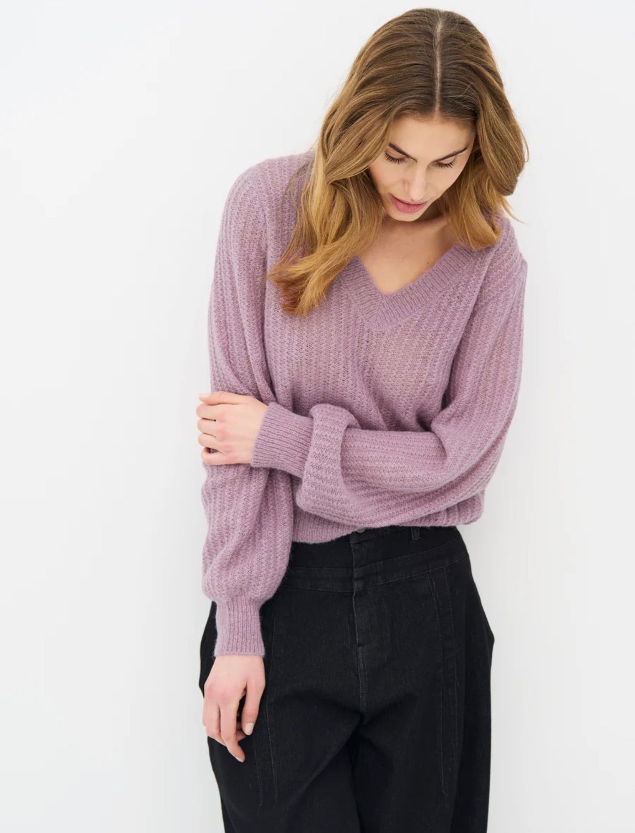 Evangeline Blouse Knit in Rose