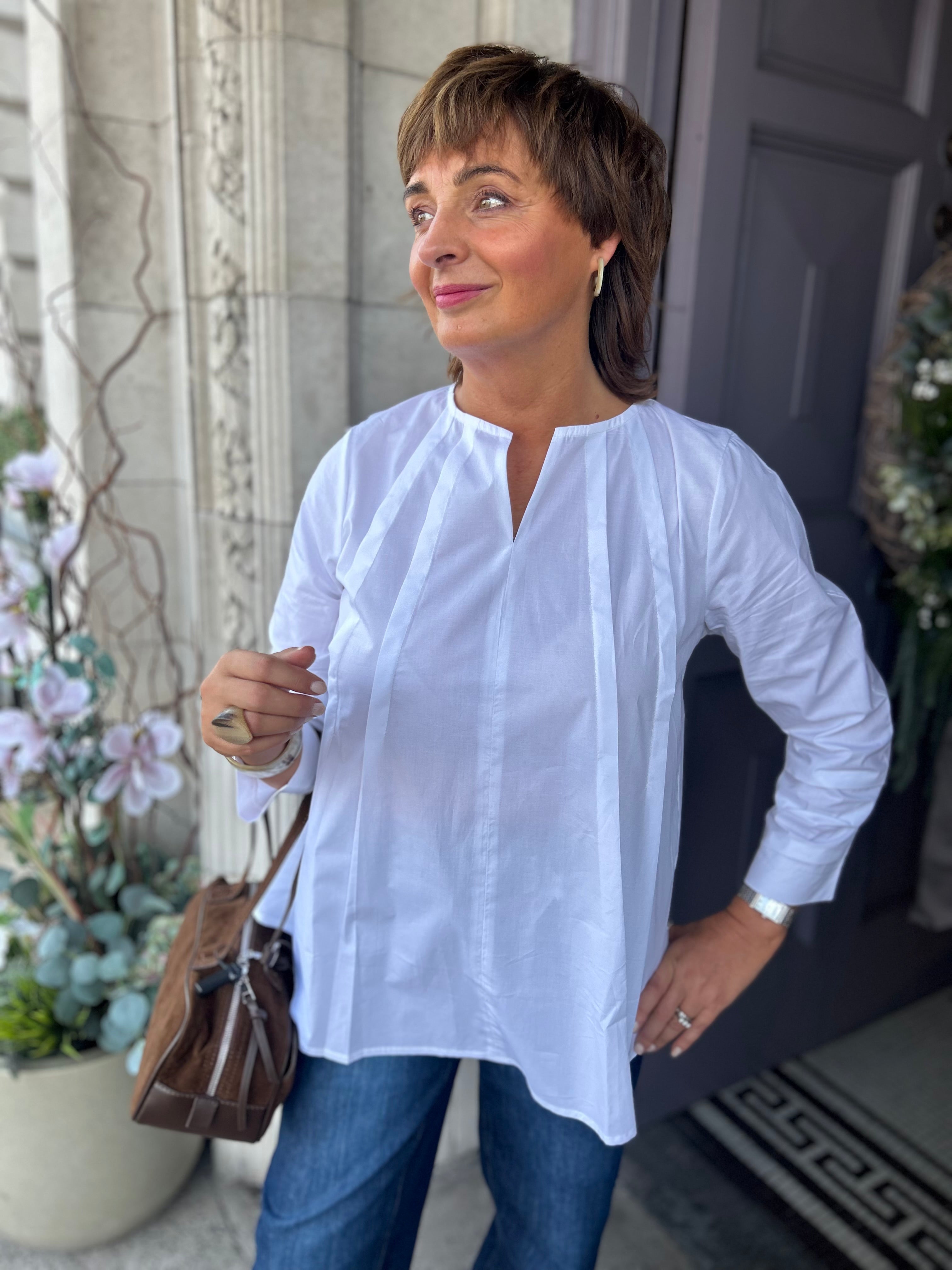 Pleat Detail Shirt in White